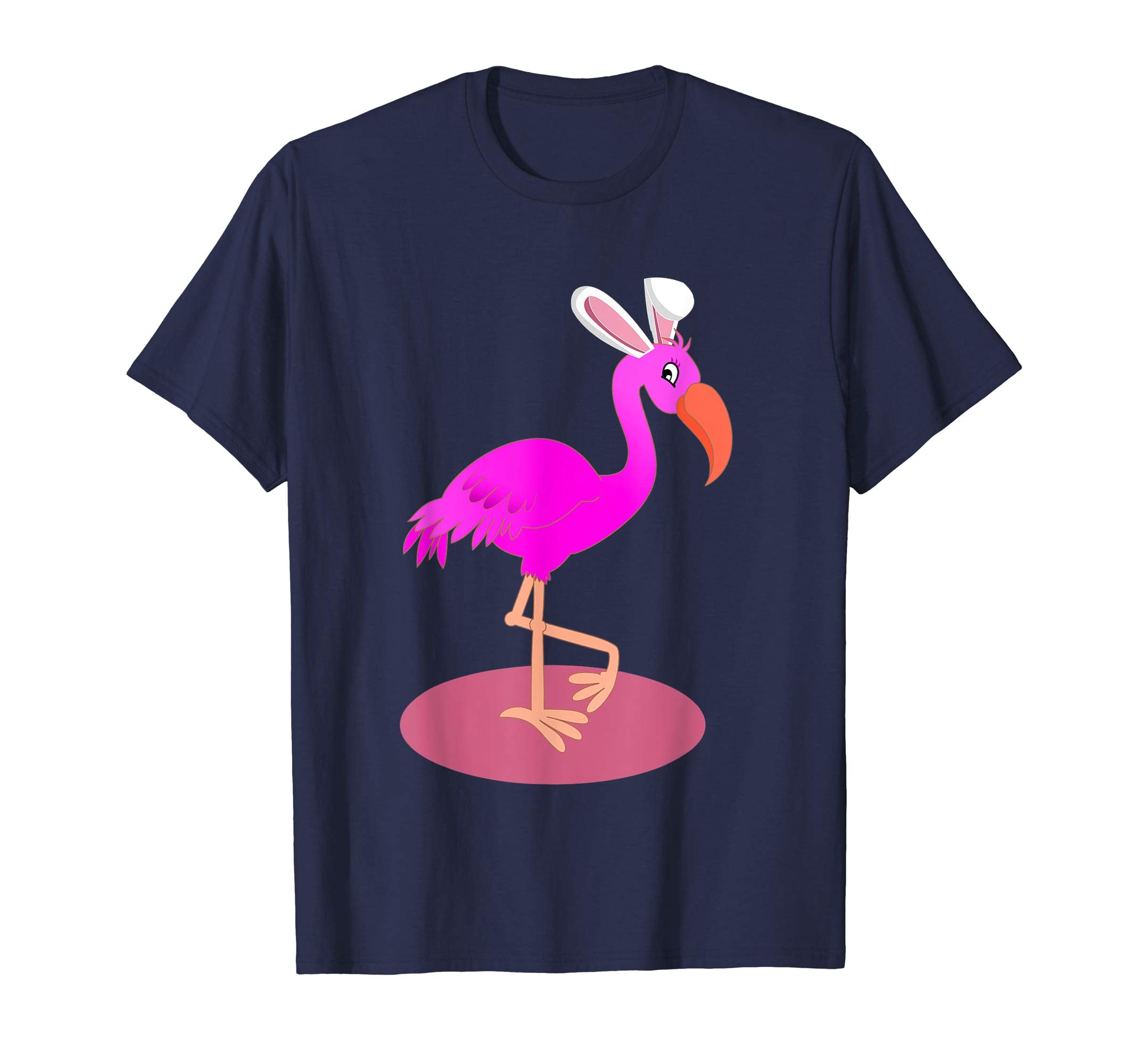 Flamingo With Easter Bunny Ears Cute Pink Bird Lover T-Shirt