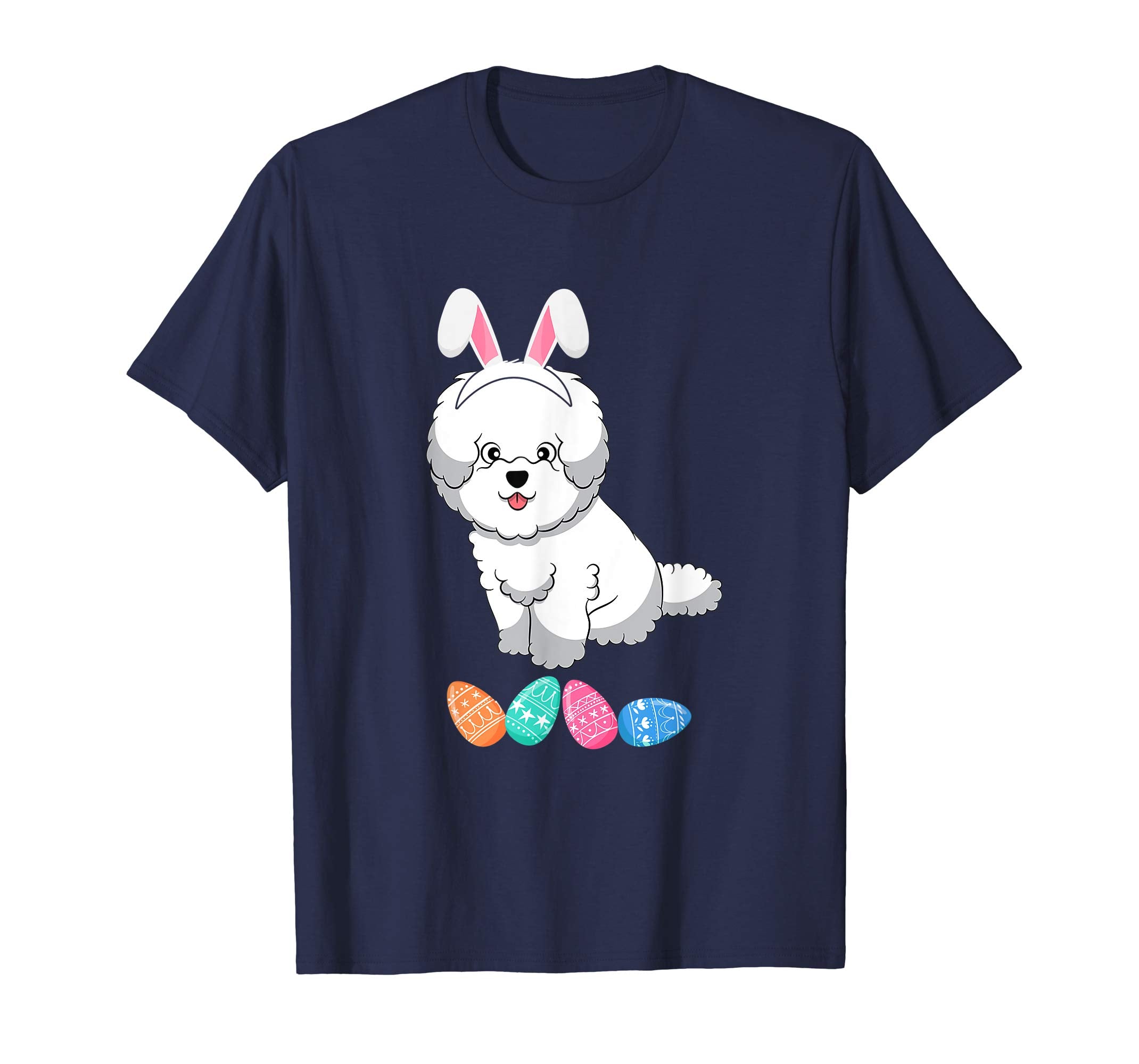 Funny Easter Bichon Frise With Bunny Ears And Eggs T Shirt