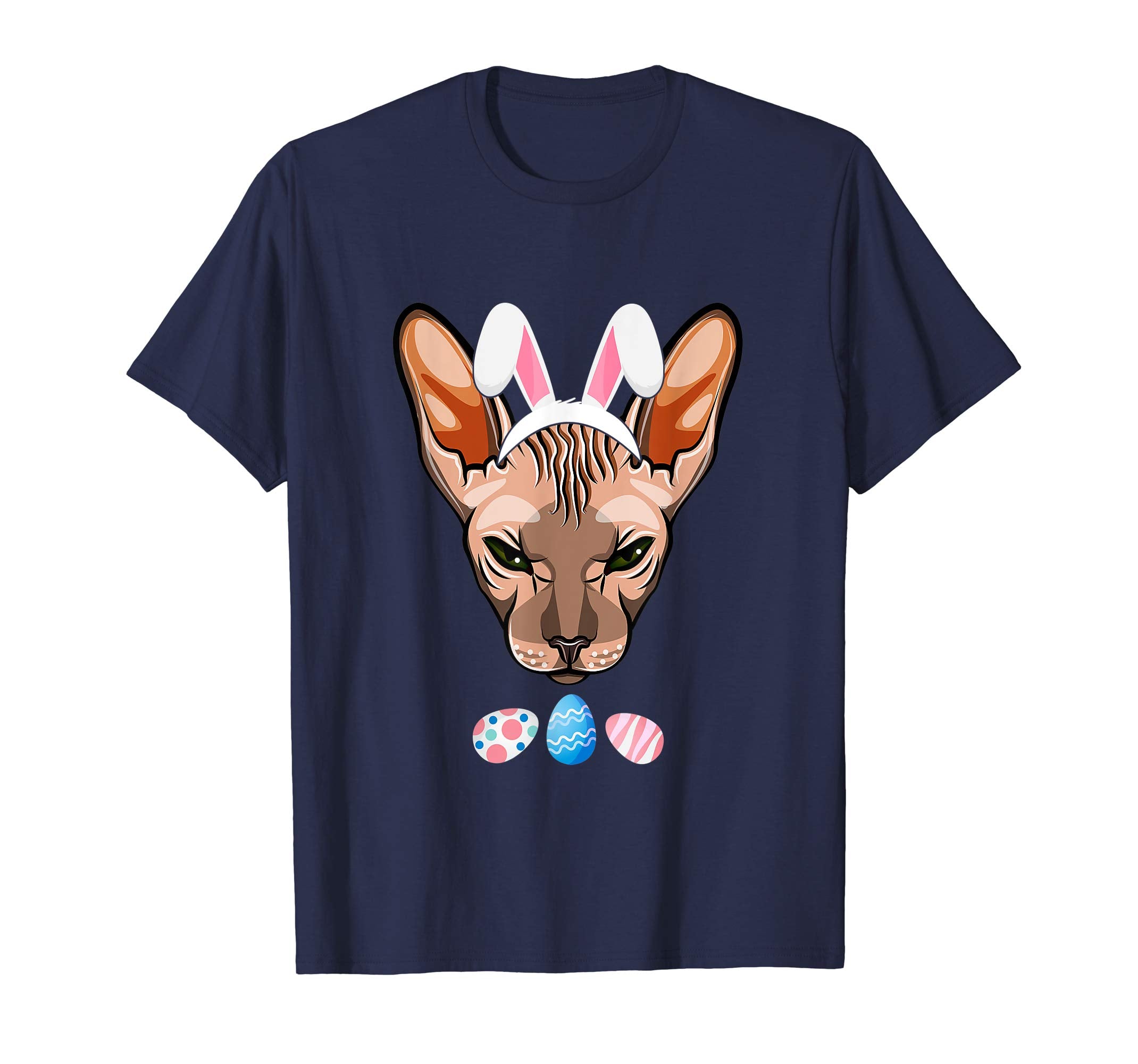 Funny Easter Sphynx Cat With Bunny Ears And Eggs T Shirt