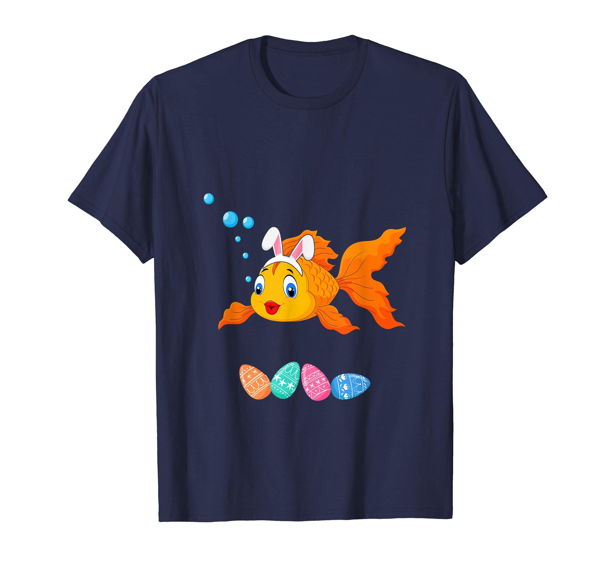 Funny Easter Goldfish With Bunny Ears And Eggs T Shirt