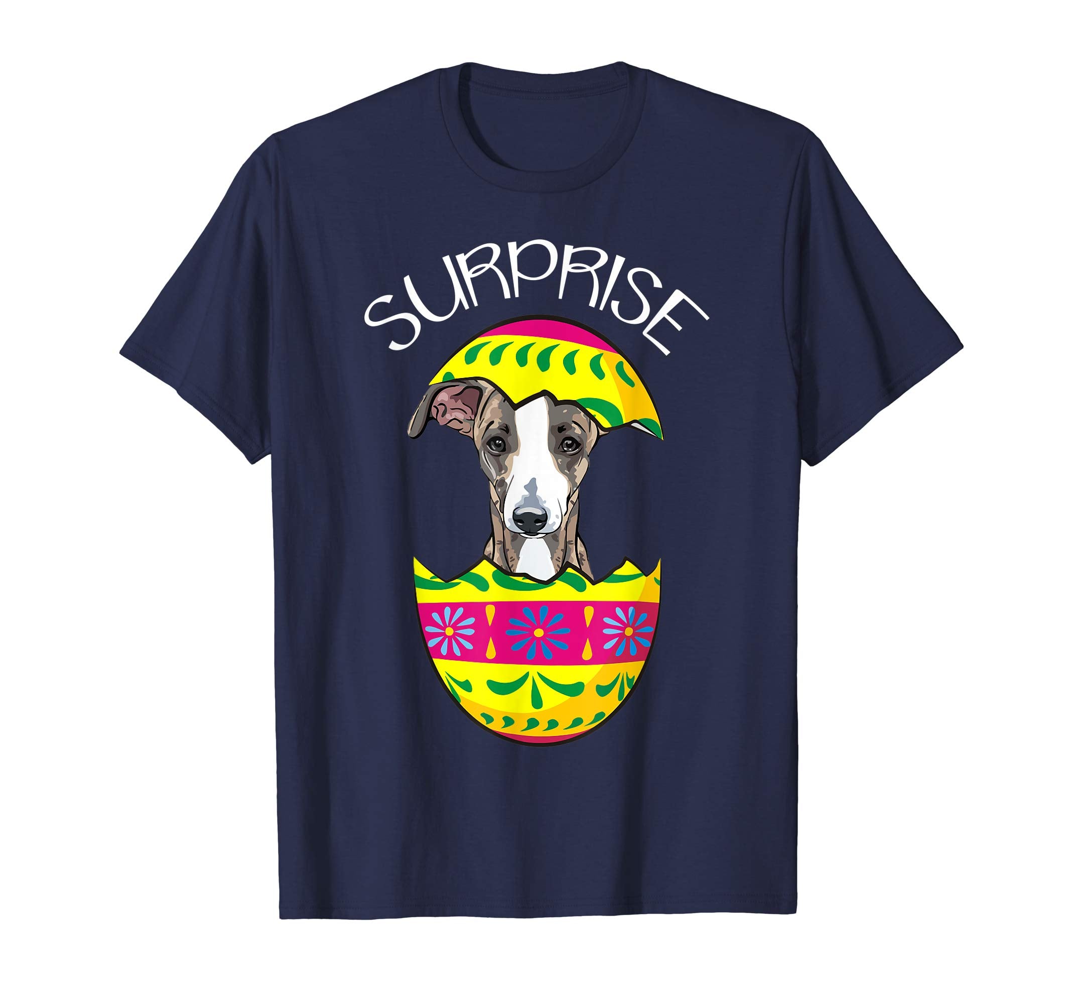 Funny Cute Puppy Greyhound Hatches Easter Egg Easter T-Shirt