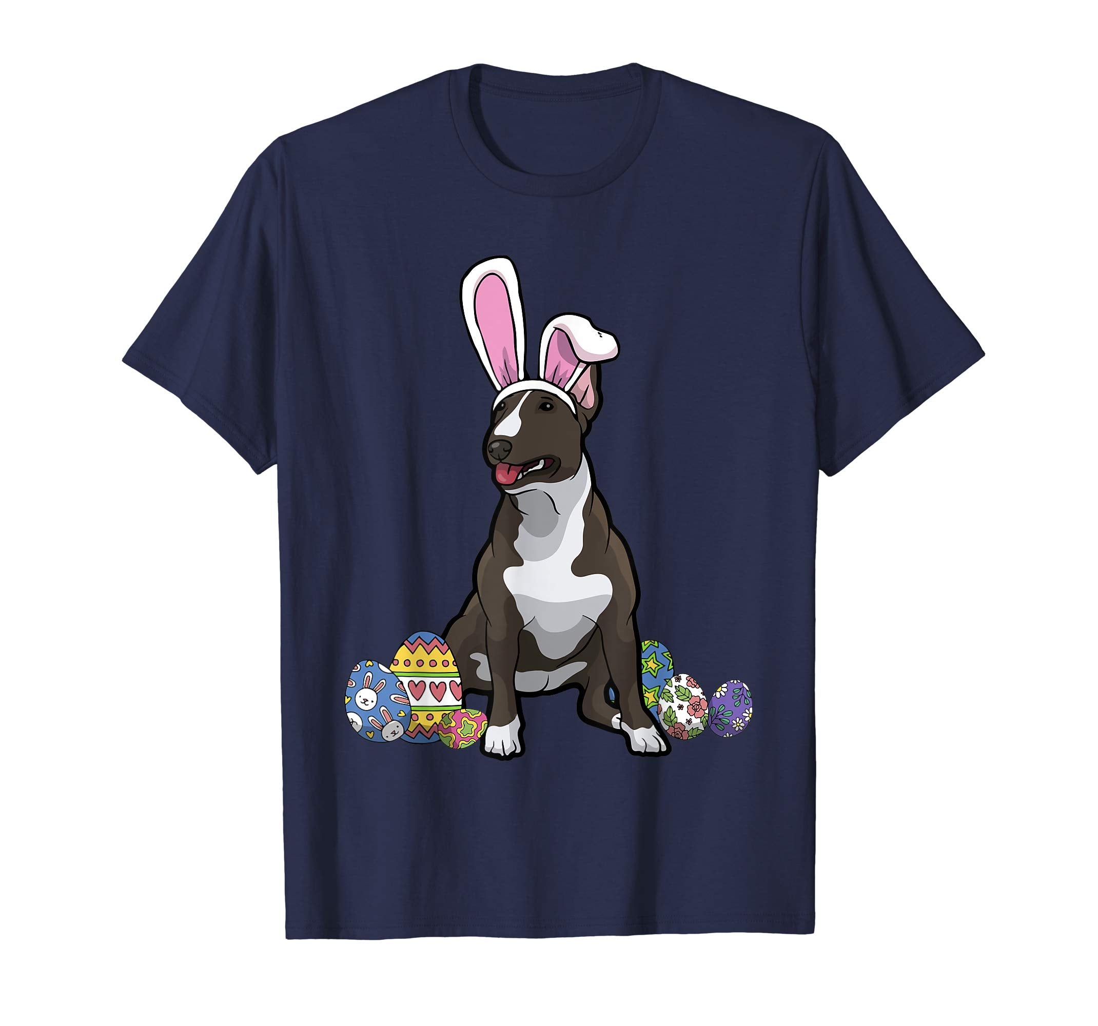 Bull Terrier Dressed As Easter Bunny With Rabbit Ears Shirt