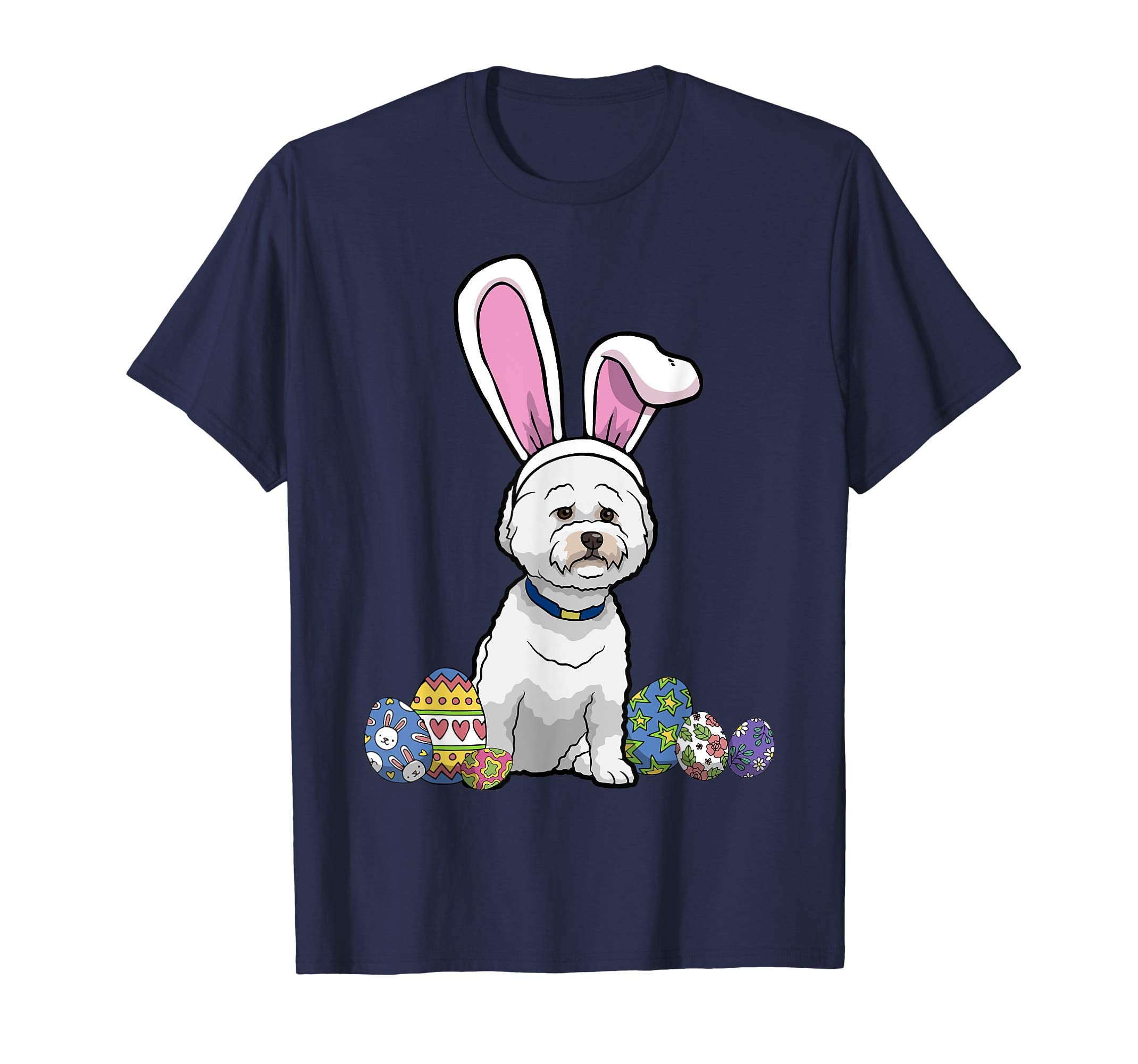 Bichons Frise Dressed As Easter Bunny With Rabbit Ears Shirt