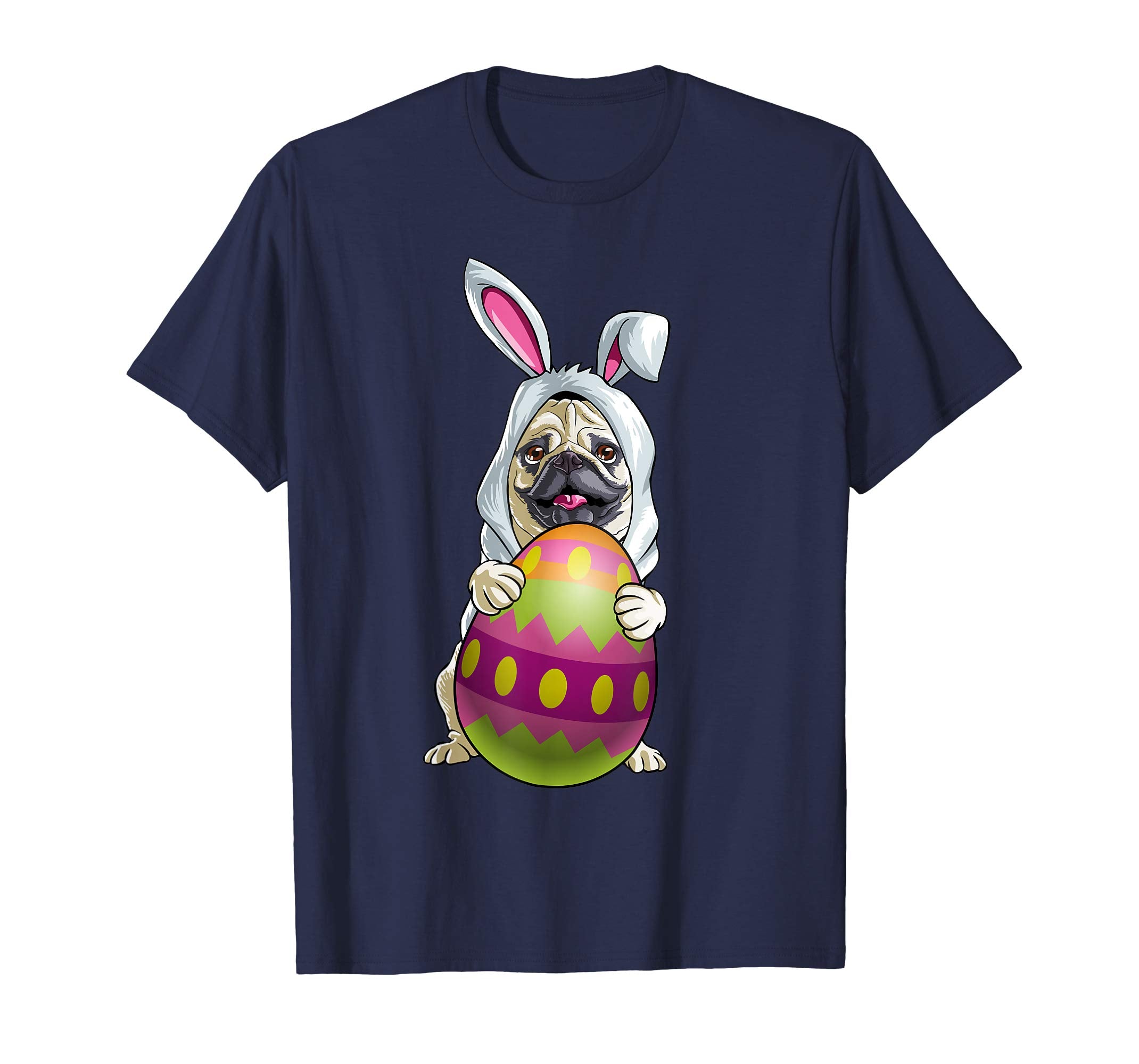 Pug Easter Bunny Ears Egg T Shirt Kids Boys Girls Gift