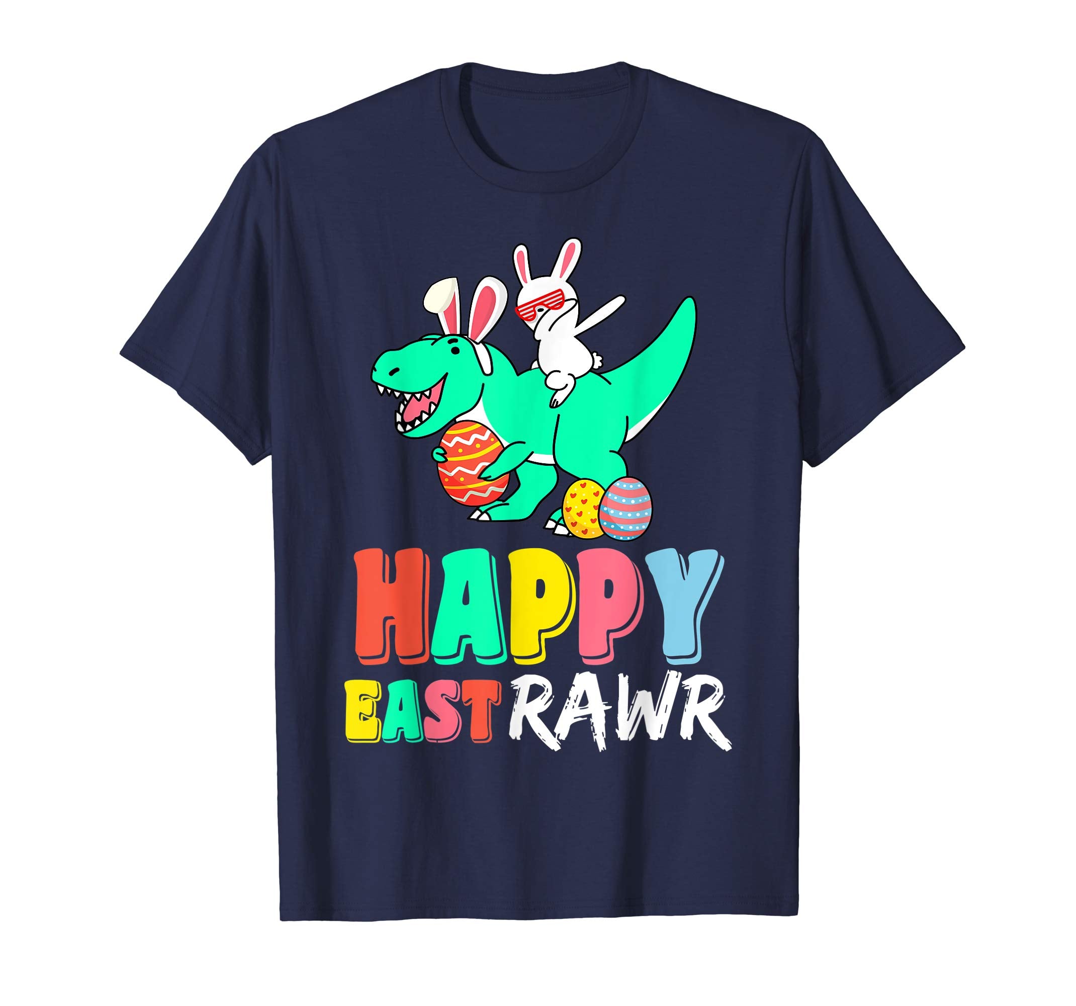 Happy Eastrawr T Rex Dinosaur Bunny Dabbing Easter Egg Shirt