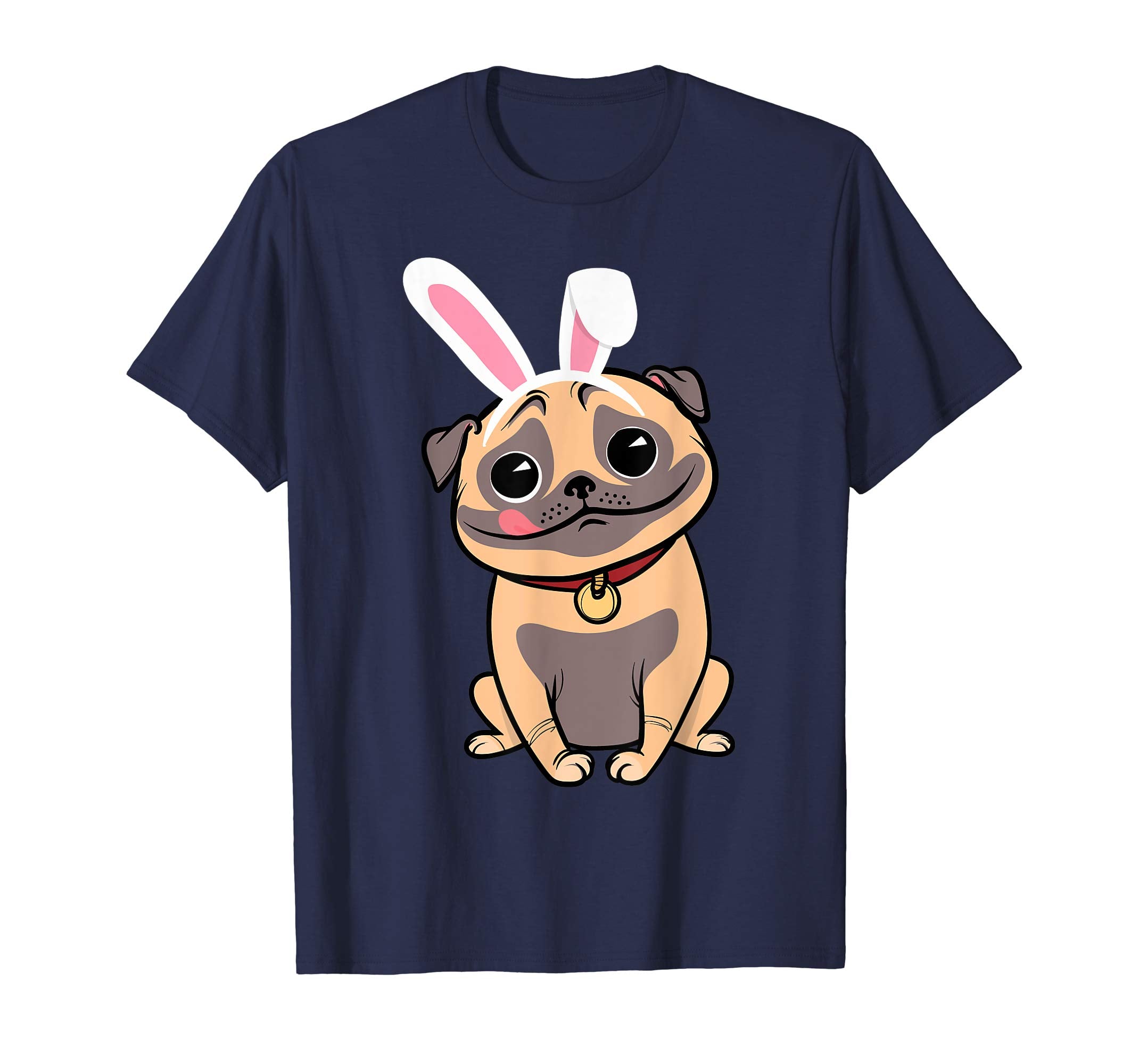 Pug Dog With Bunny Rabbit Hat Easter Happy Day Shirt