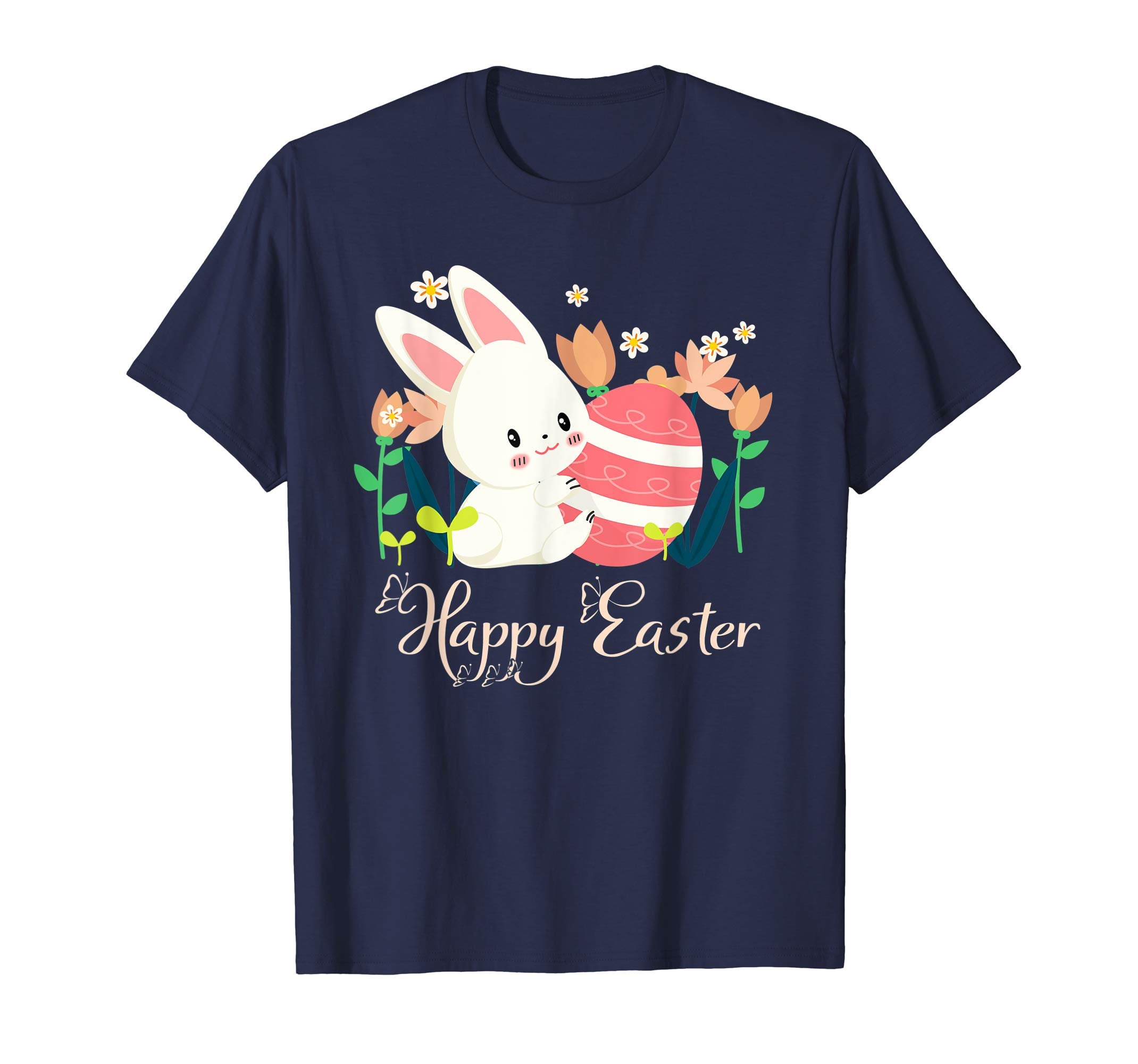 Happy Easter Bunny Flowers Funny Cute Bunny Easter Day Shirt
