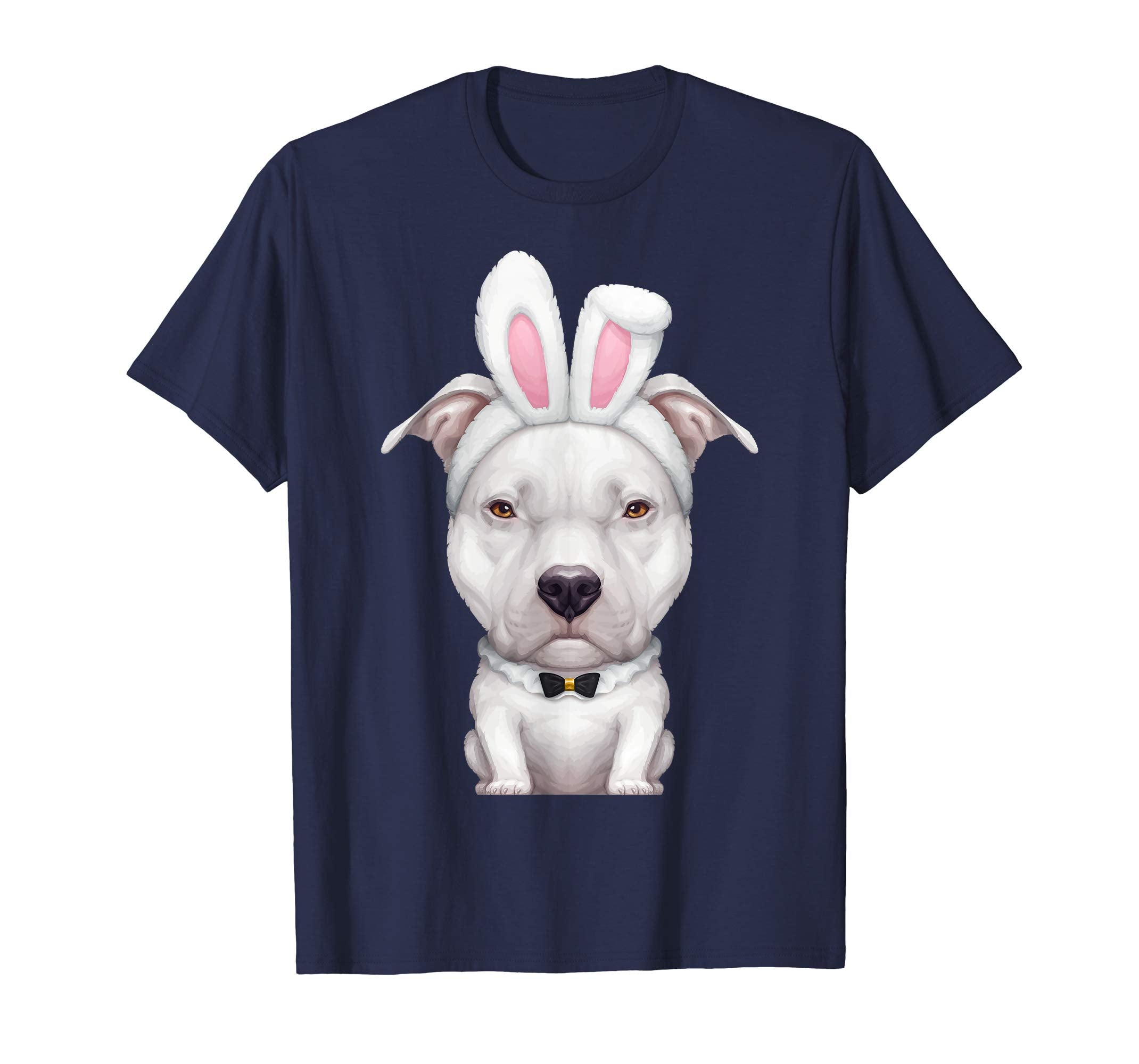 White Pit Bull Terrier in the Easter Bunny Costume T-Shirt