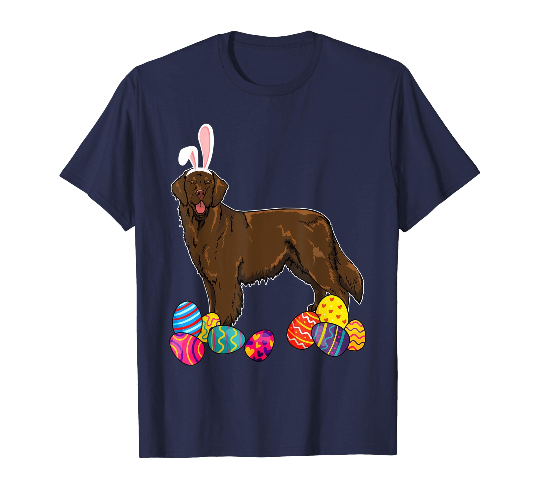 Flat Coated Bunny Ear With Egg Easter Easter Day Shirt