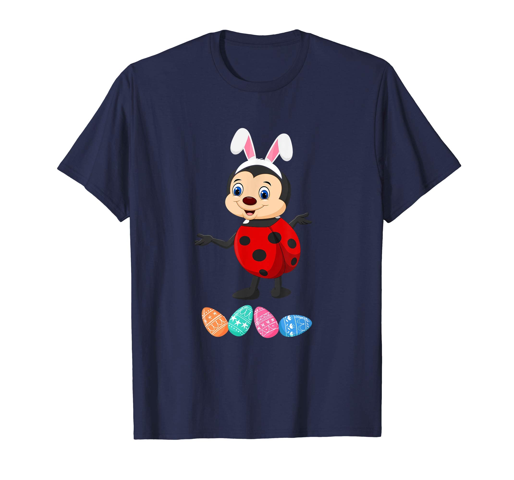 Funny Easter Ladybug With Bunny Ears And Eggs T Shirt