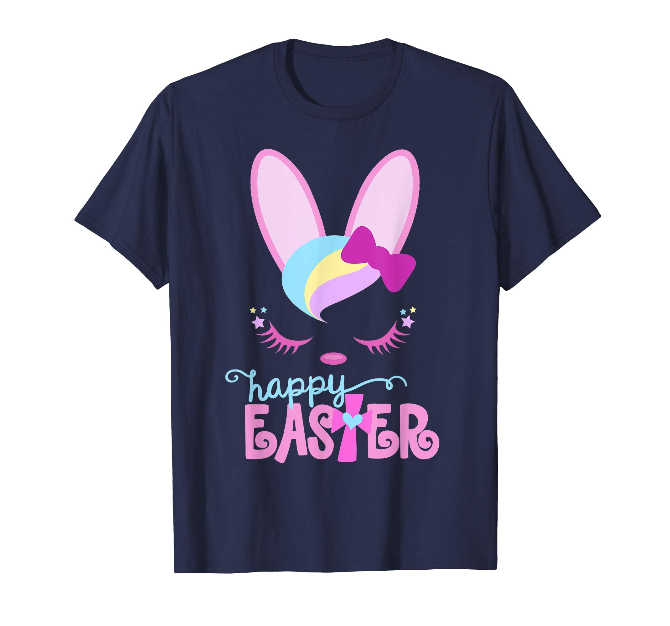 HAPPY EASTER Bunny Sleeping Face Christian Shirt Girls Women