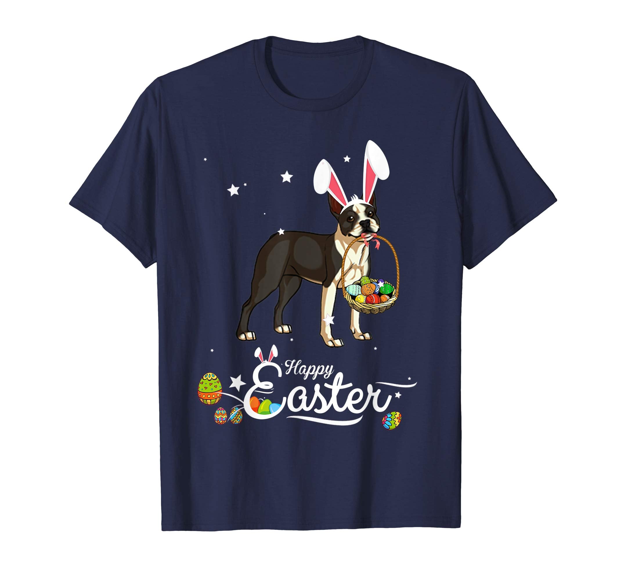 Boston Terrier Dog With Bunny Hat Easter Costume T Shirt