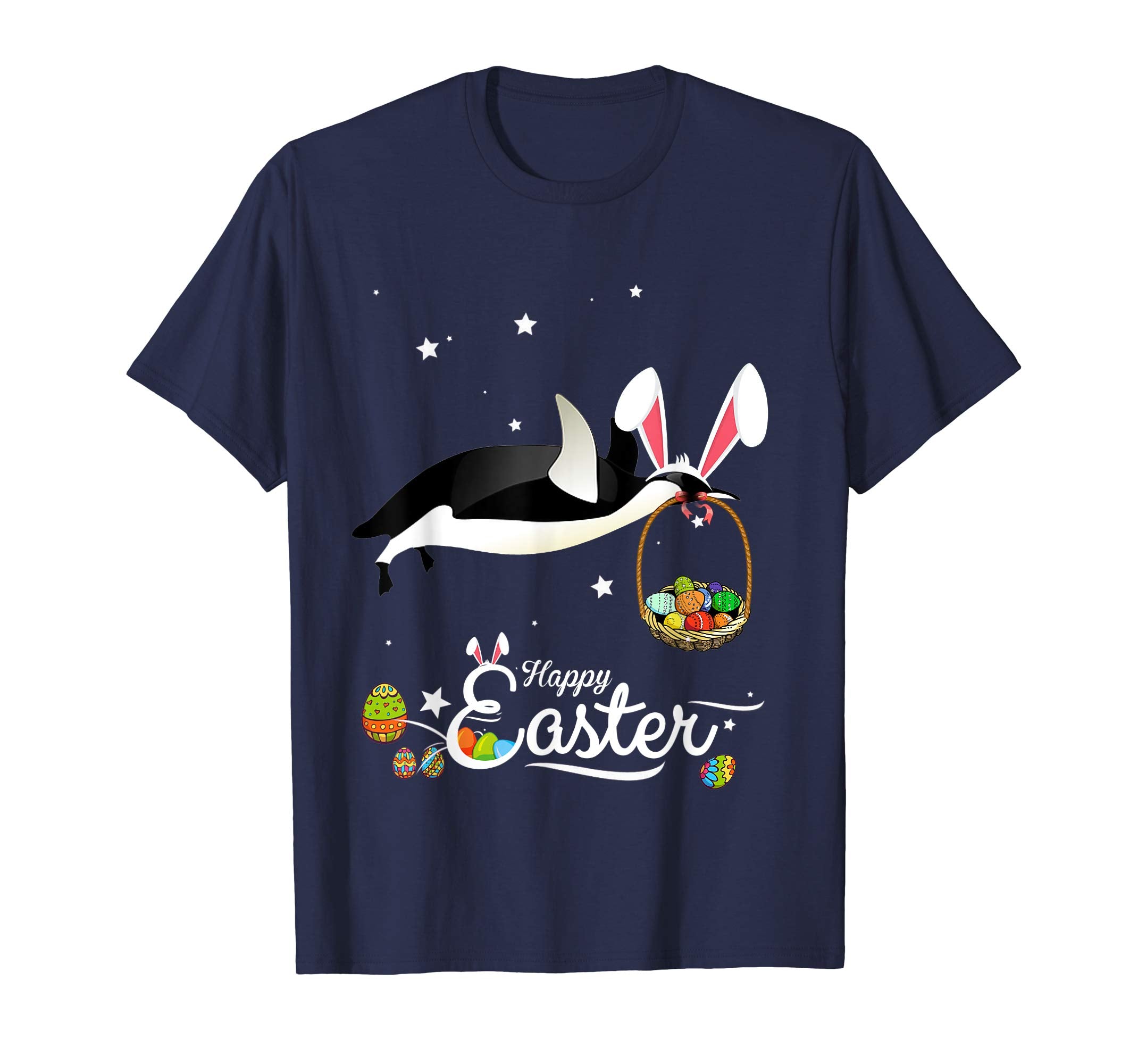 Cute Easter Penguin with Bunny Ears and Eggs T Shirt