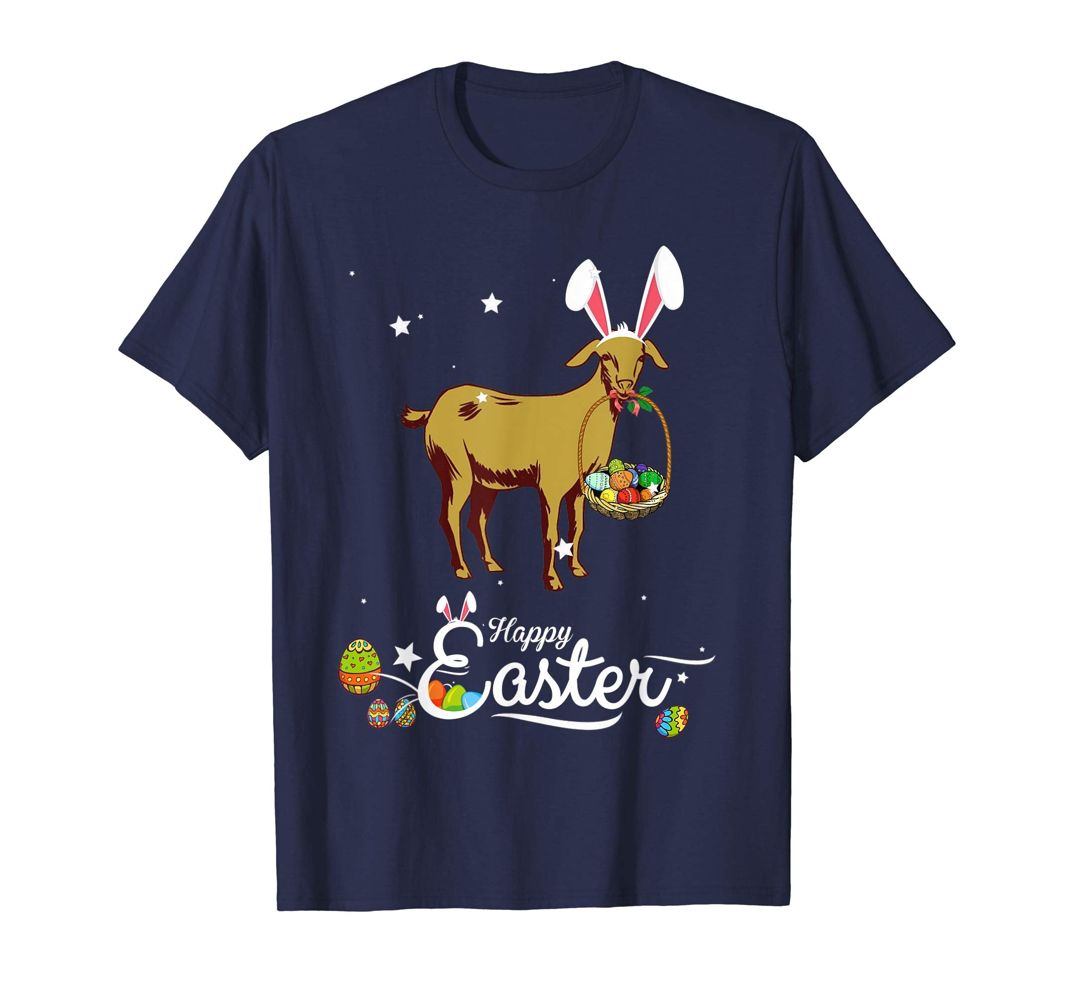 Cute Easter Goat with Bunny Ears and Eggs T Shirt