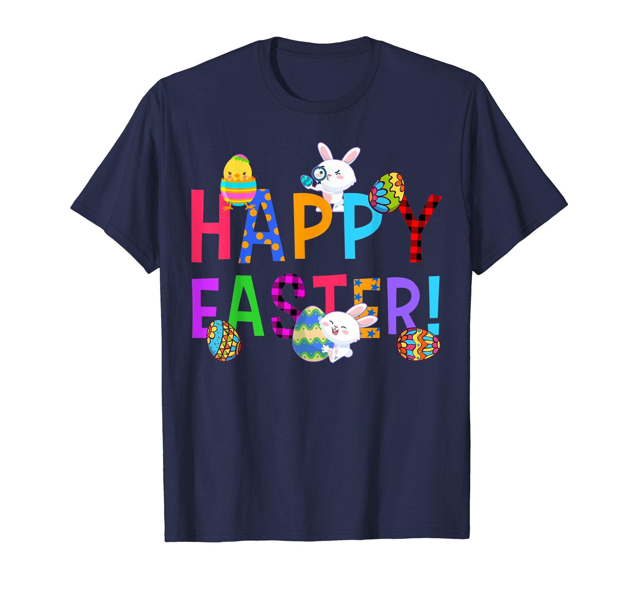 Cute Bunny with Eggs Happy Easter T shirt for Men Women Kids