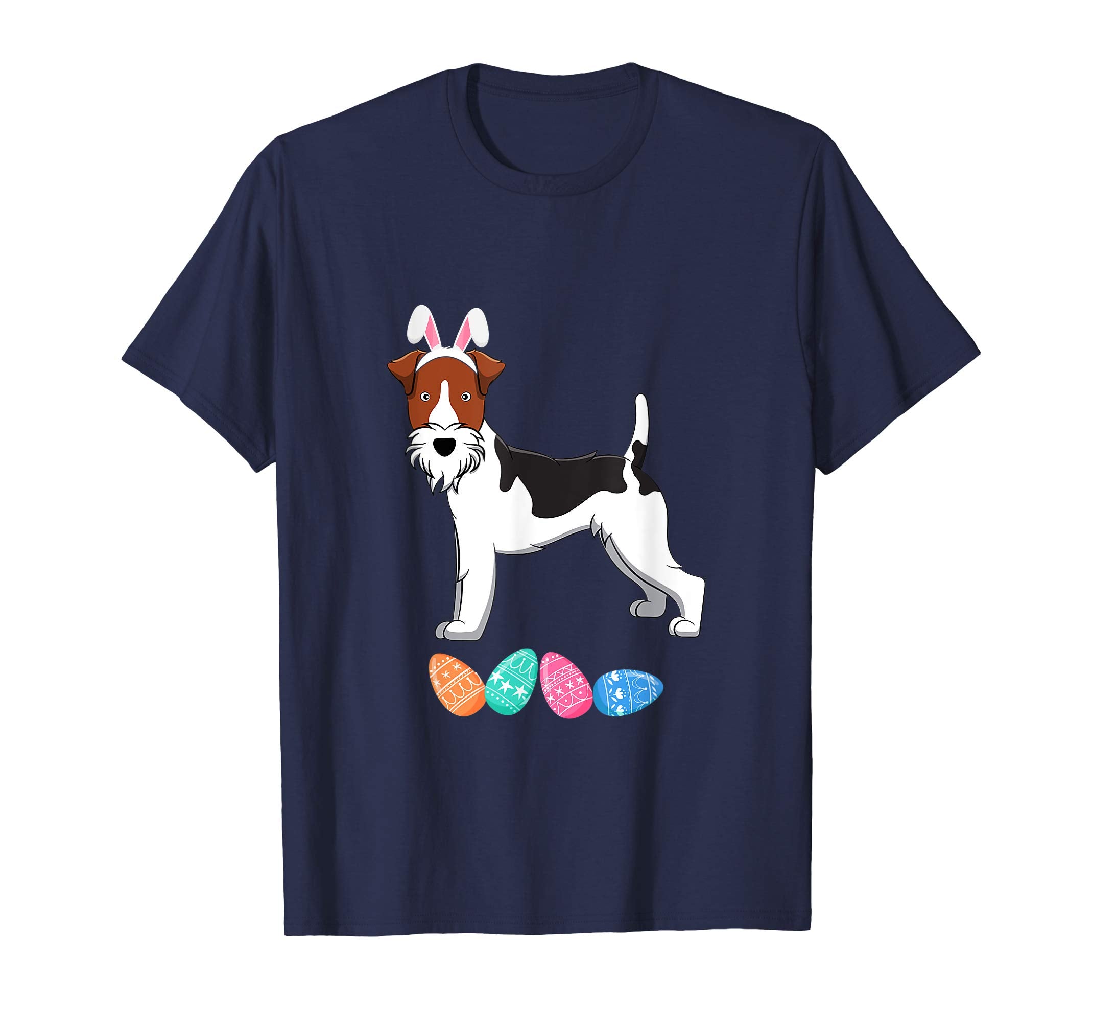 Funny Easter Fox Terier With Bunny Ears And Eggs T Shirt