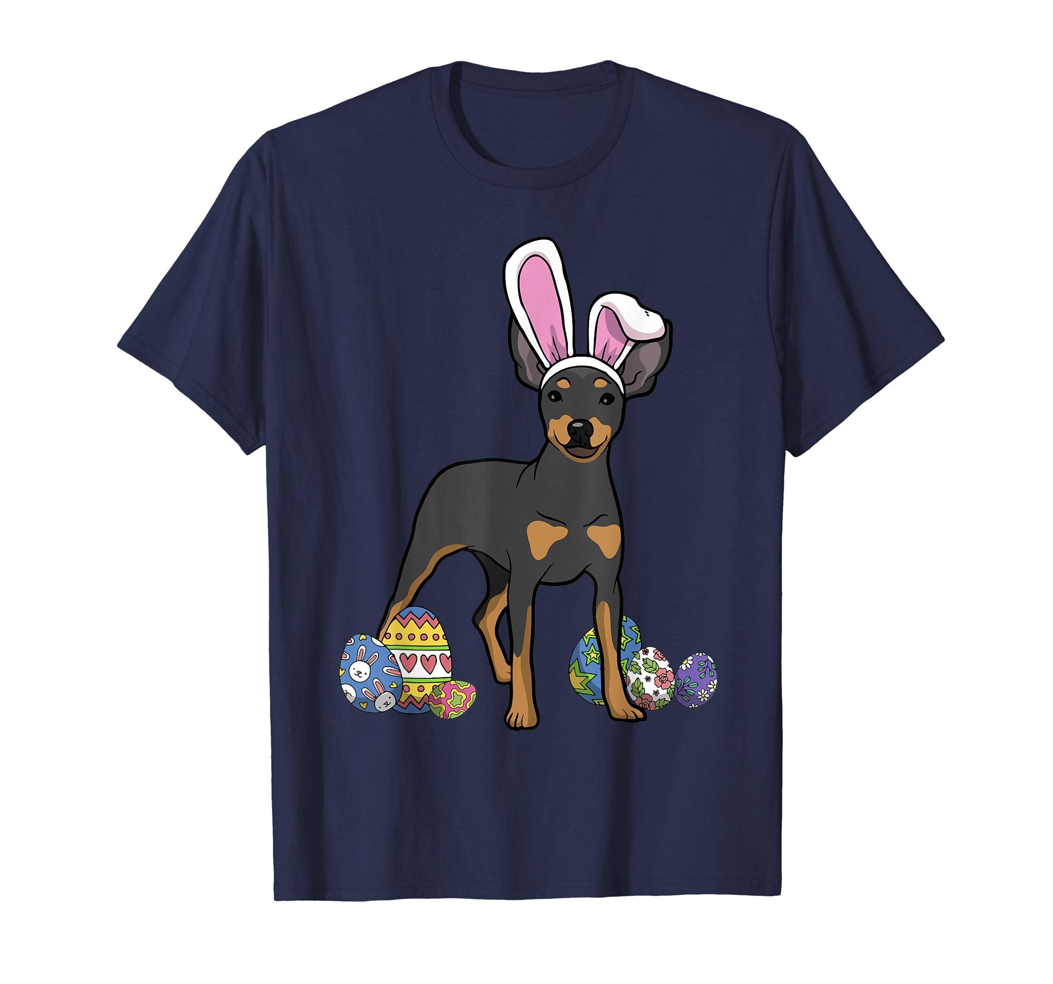 Miniature Pinscher Dressed As Easter Bunny Rabbit Ears Shirt