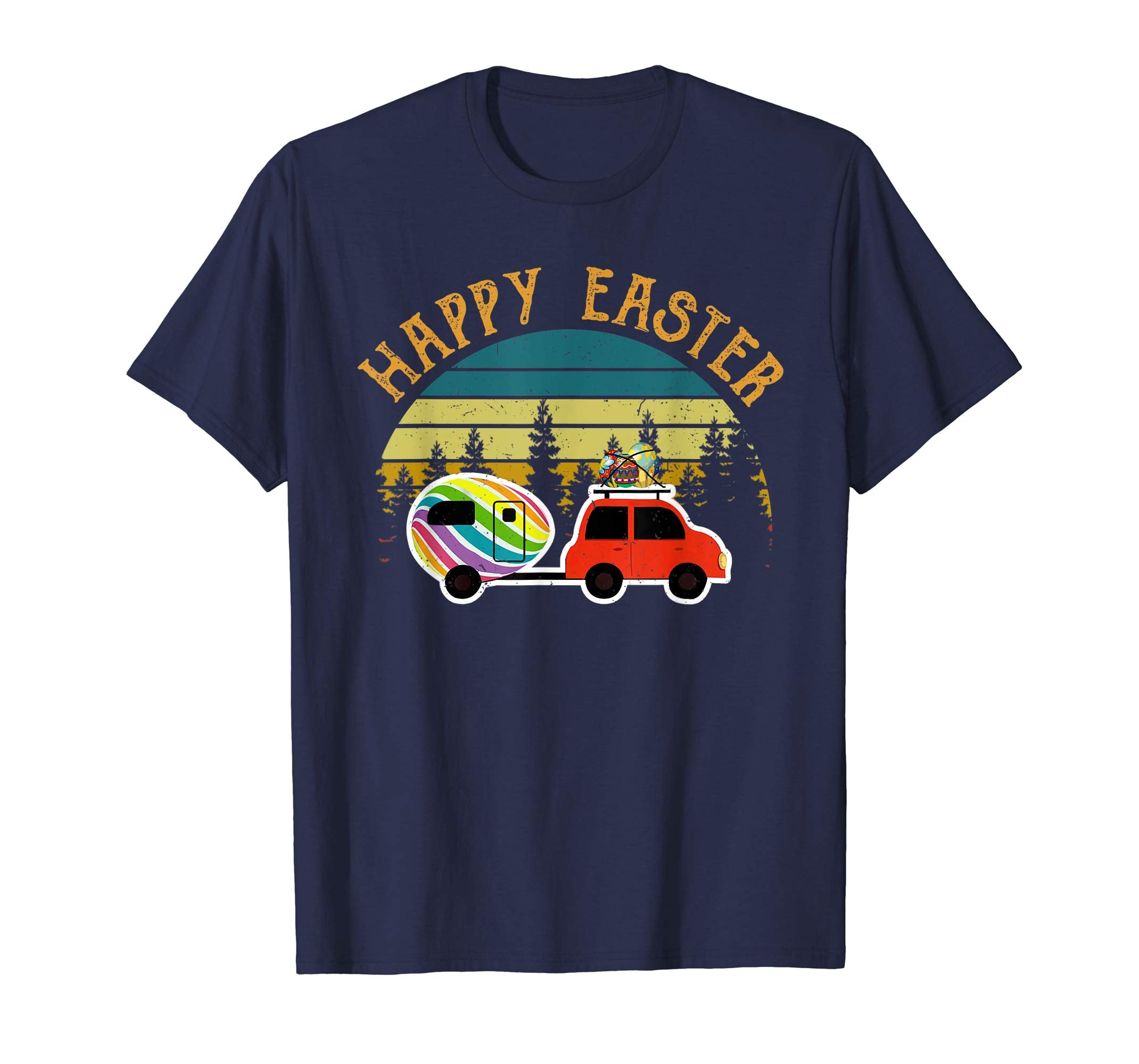 Camping T Shirt Happy Easter Day Bunny Eggs Vintage Gift