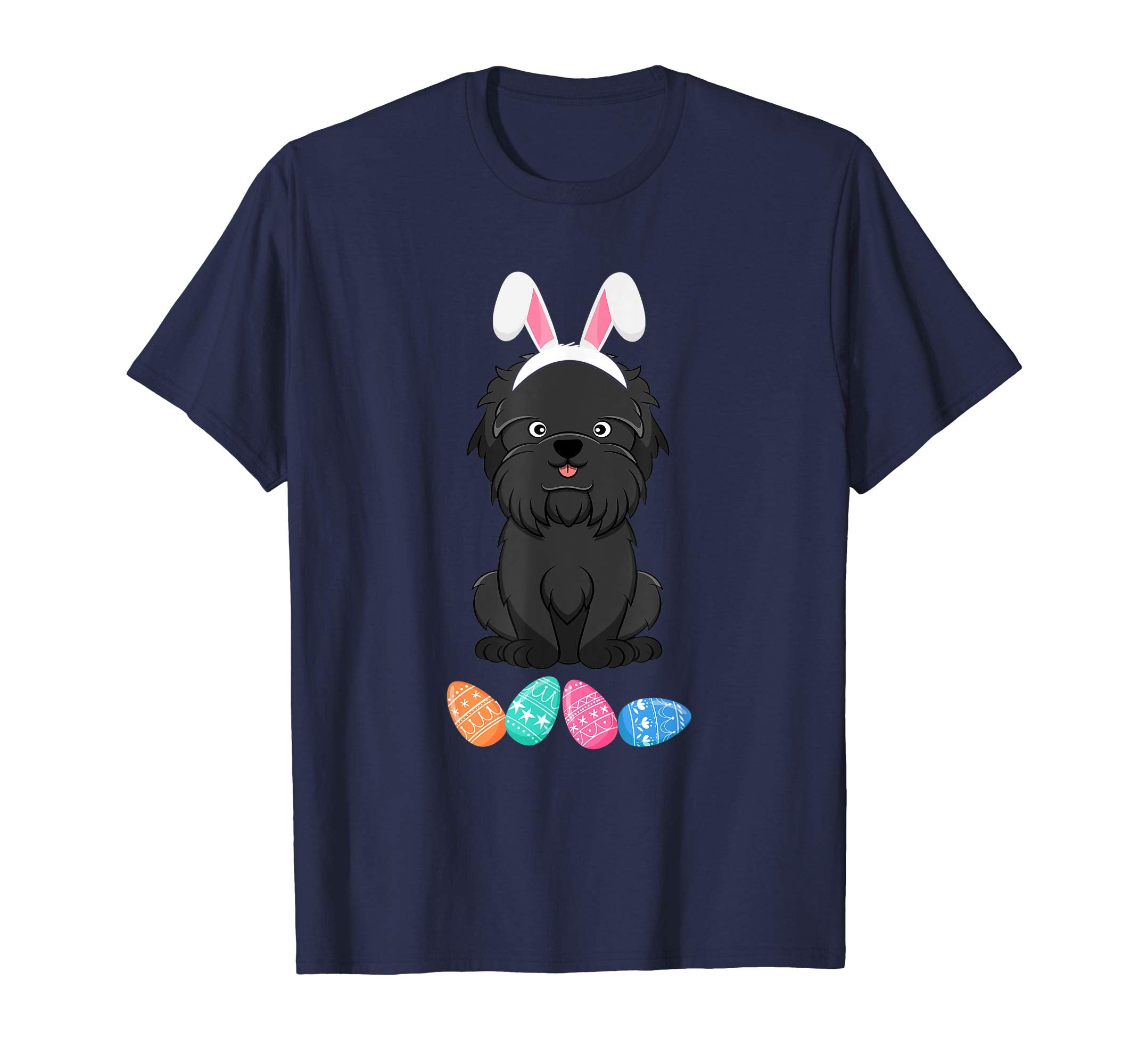 Funny Easter Affenpinscher With Bunny Ears And Eggs T Shirt