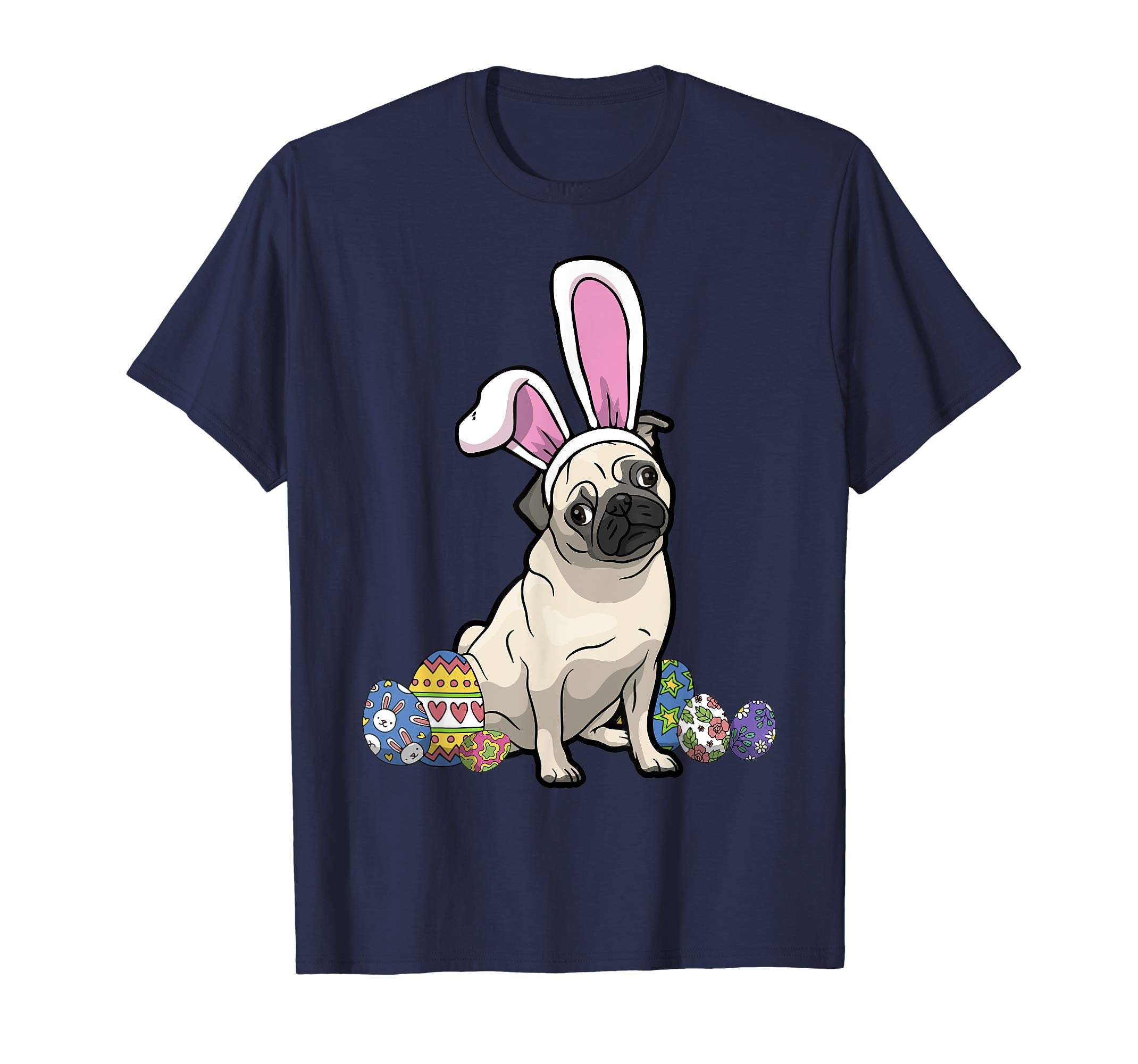 Funny Pug Dressed As Easter Bunny With Rabbit Ears T-Shirt