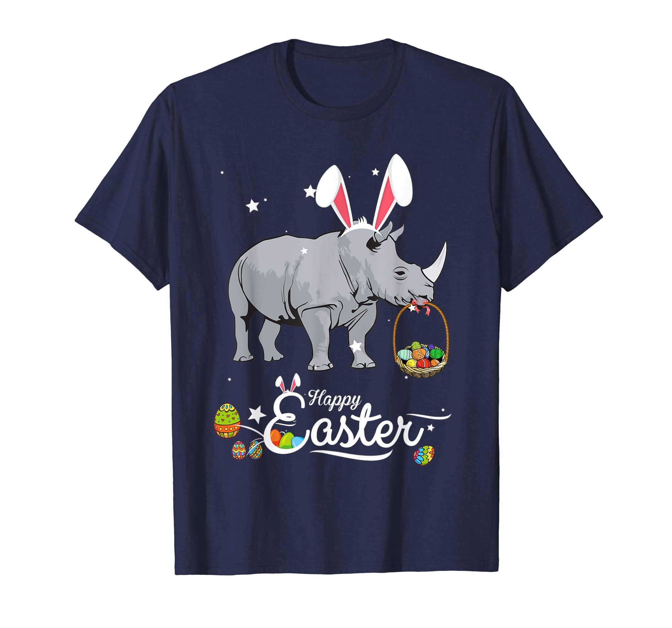Cute Easter Rhino with Bunny Ears and Eggs T Shirt