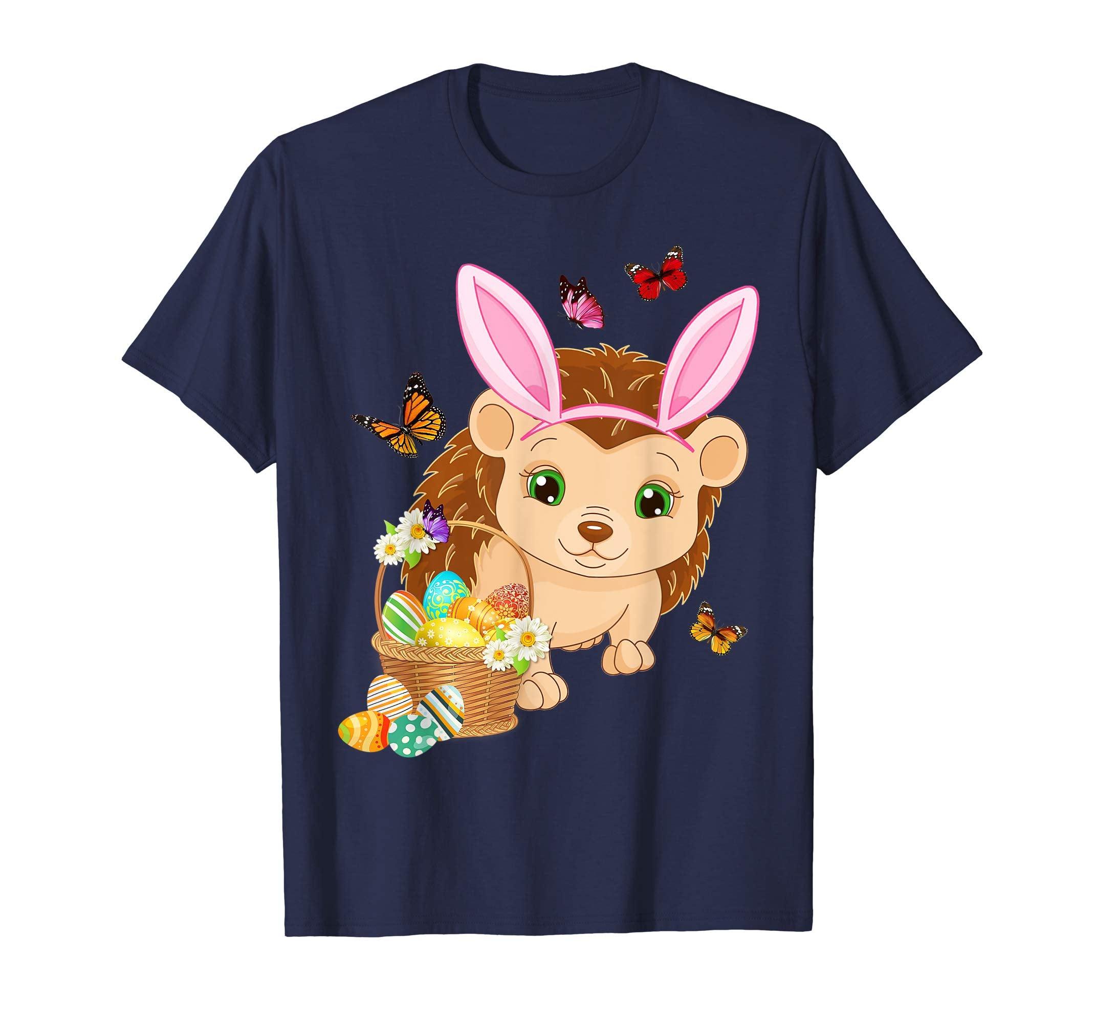 Hedgehog Bunny Hat Rabbit Easter Eggs Shirt Happy Ea