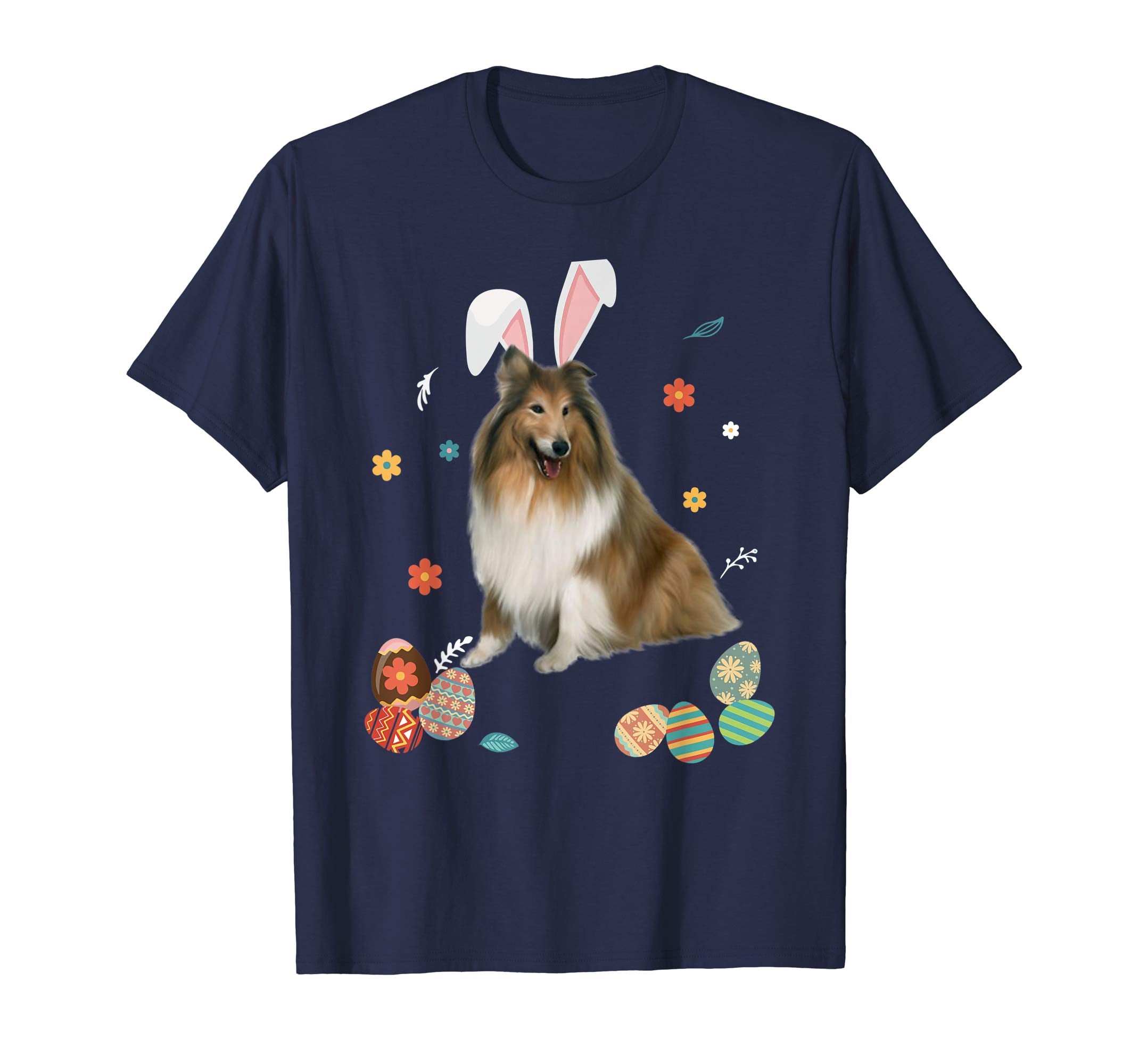Collie Bunny Rabbit Happy Easter Day T-Shirt