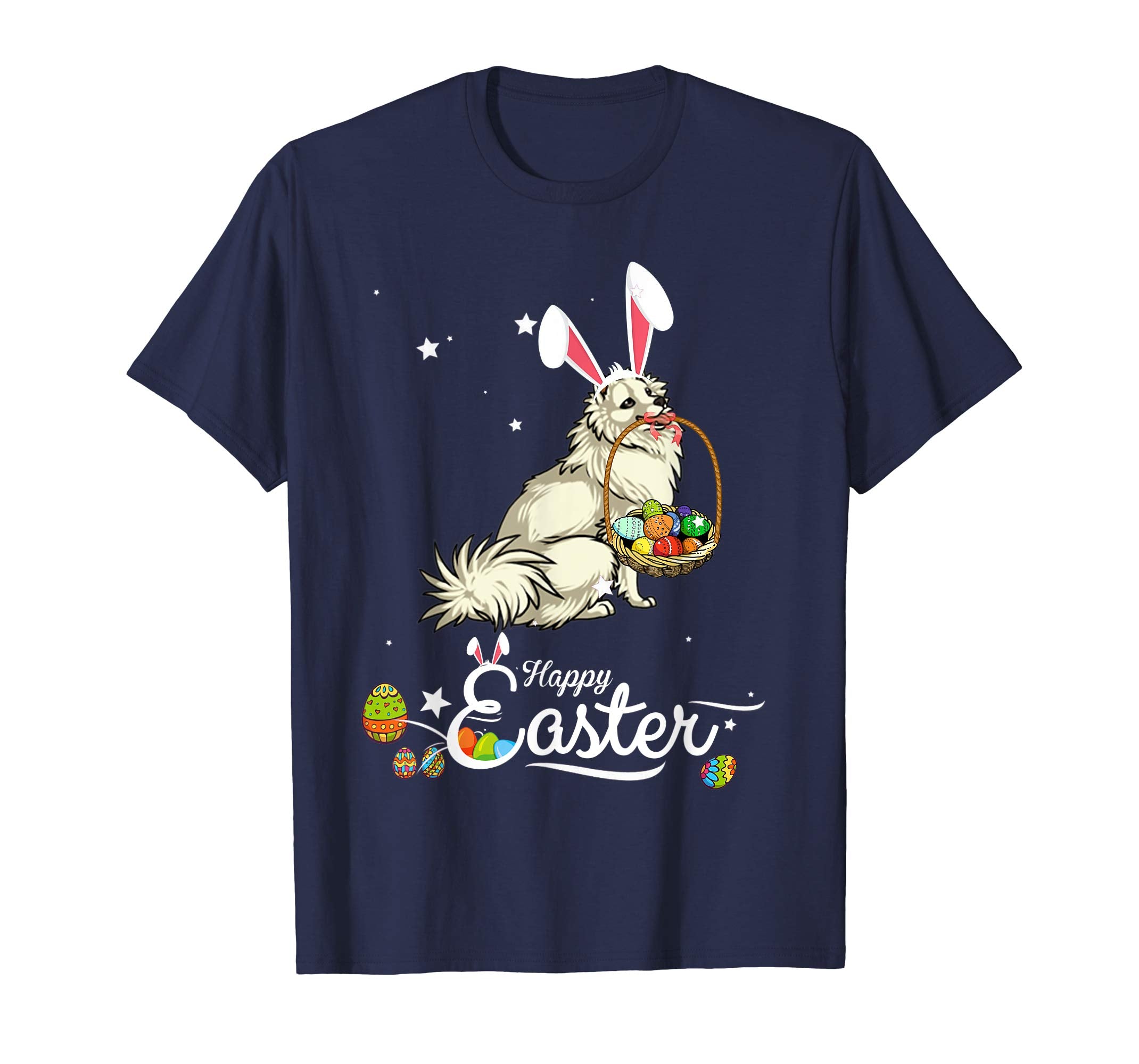 American Eskimo Dog With Bunny Hat Easter Costume T Shirt