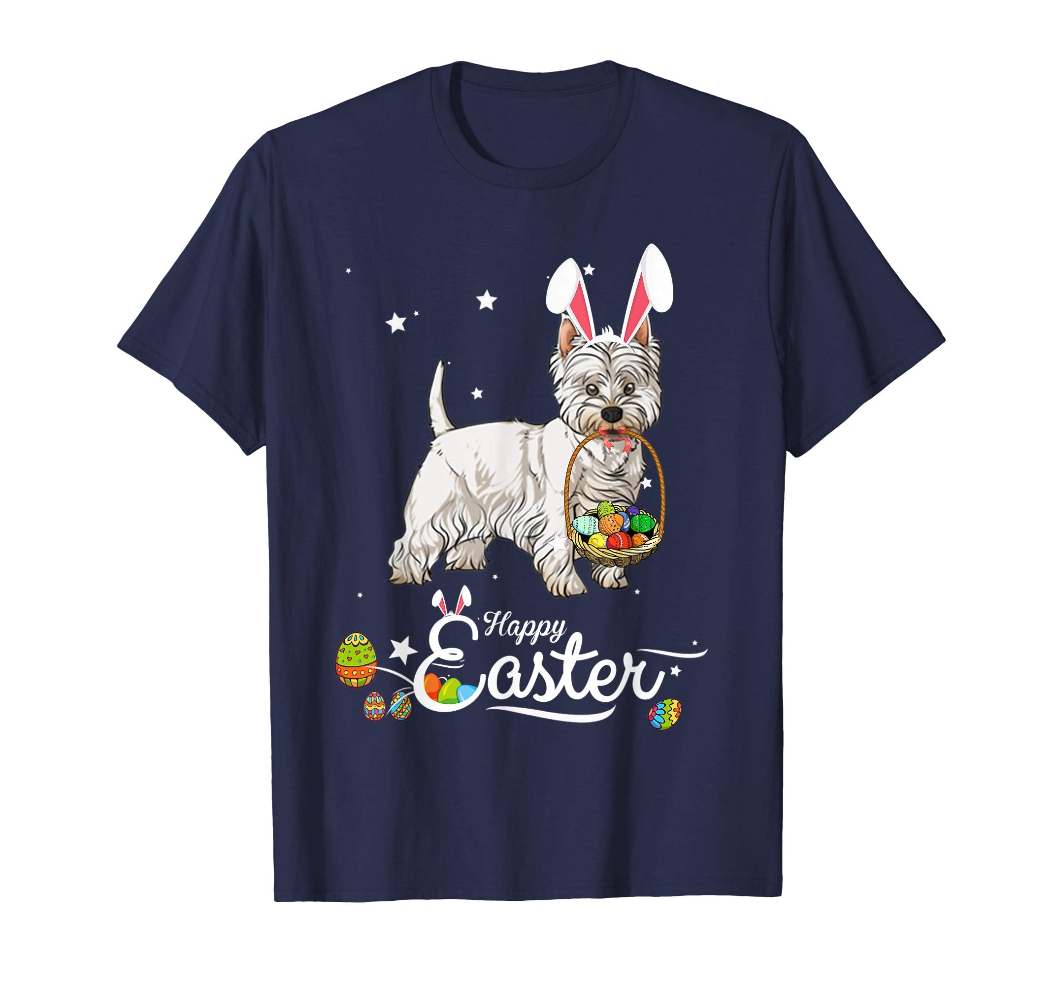 West Highland White Terrier Dog With Bunny Hat Easter TShirt
