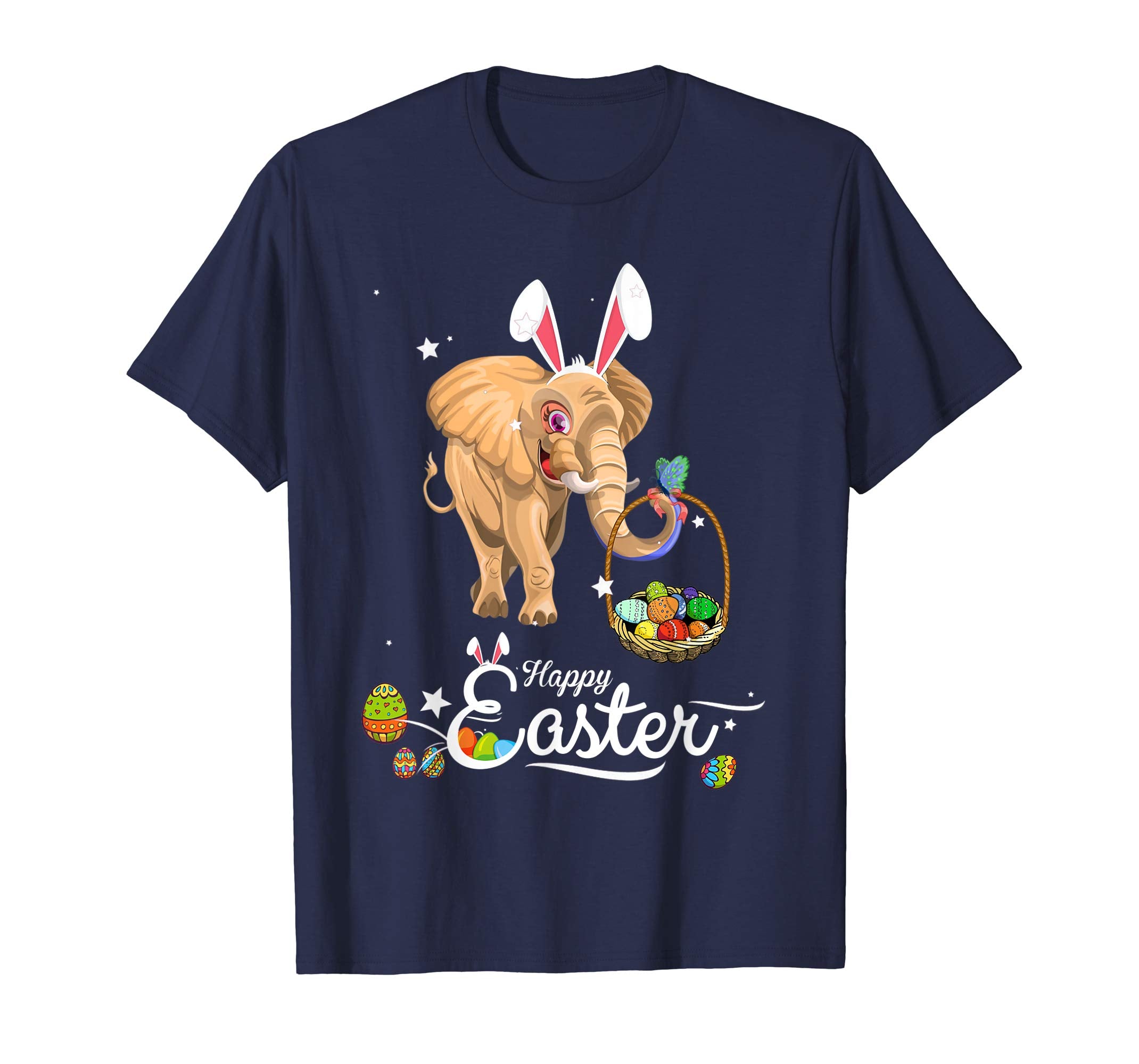 Cute Easter elephant with Bunny Ears and Eggs T Shirt