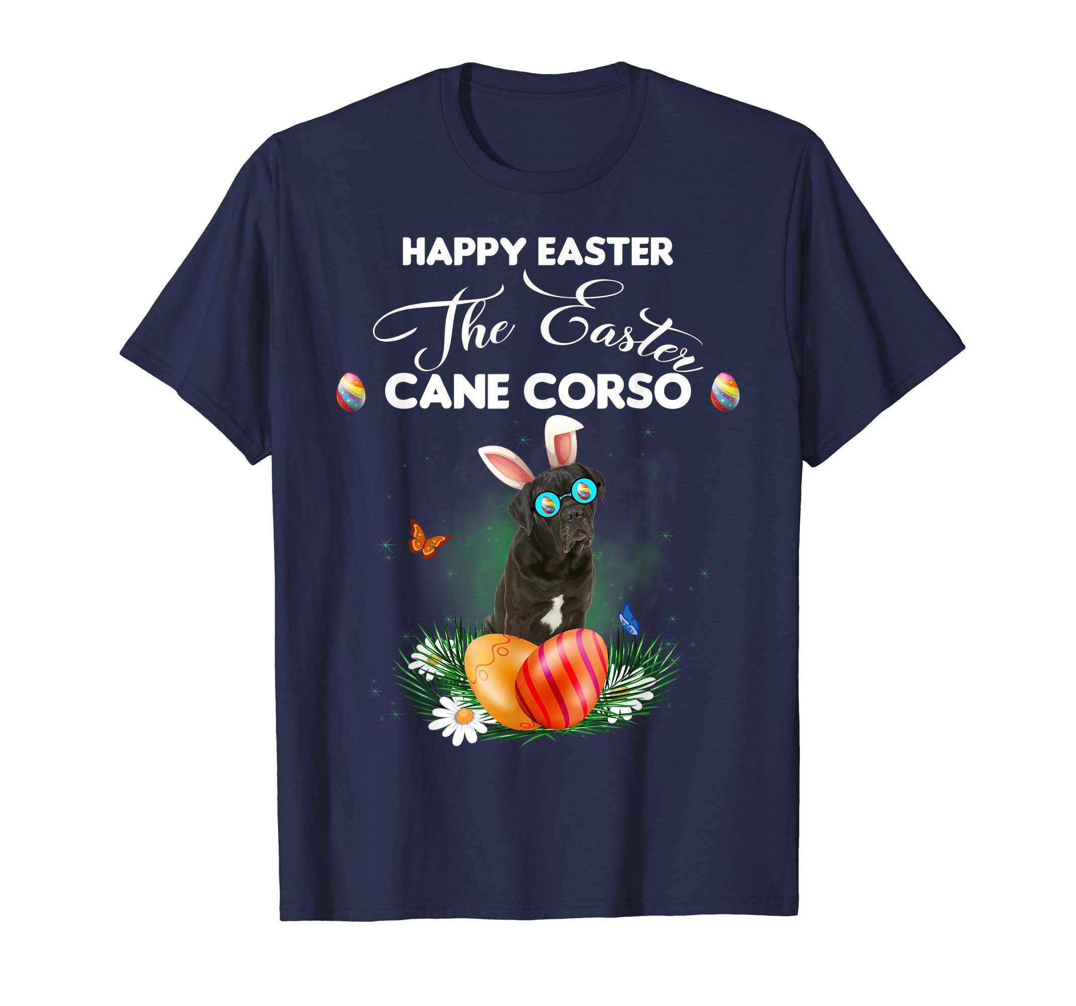 Cane Corso Dog Sunglass Bunny Happy Easter Day Tshirt