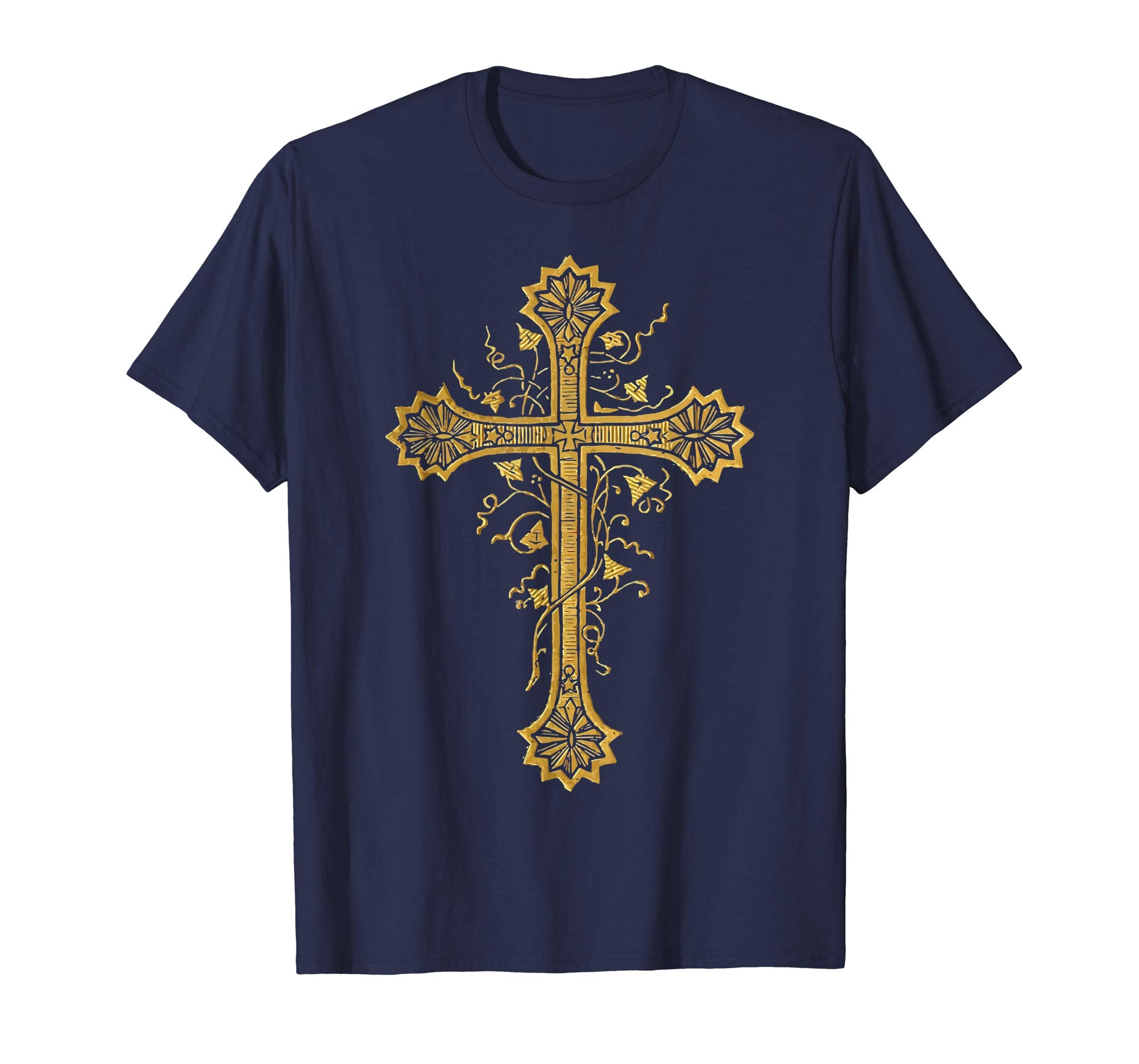 Gold Cross Vintage Catholic Art Easter Gifts Shirts