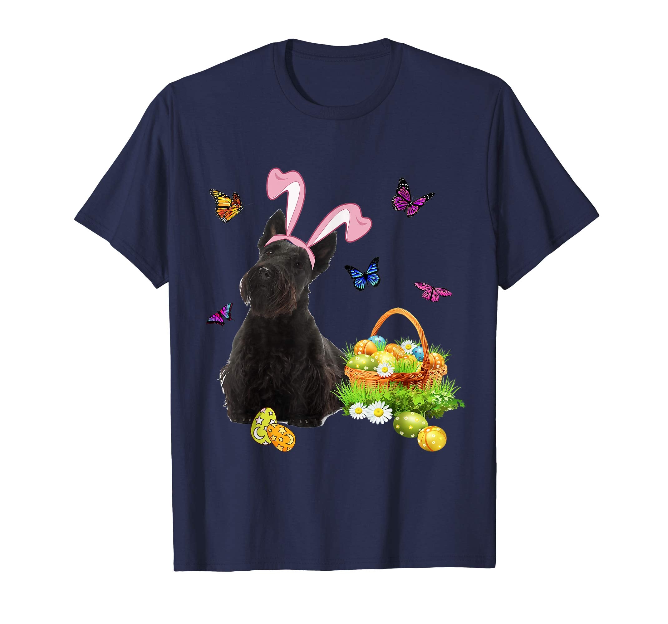 Scottish Terrier Bunny Hat Rabbit Easter Eggs T-Shirt