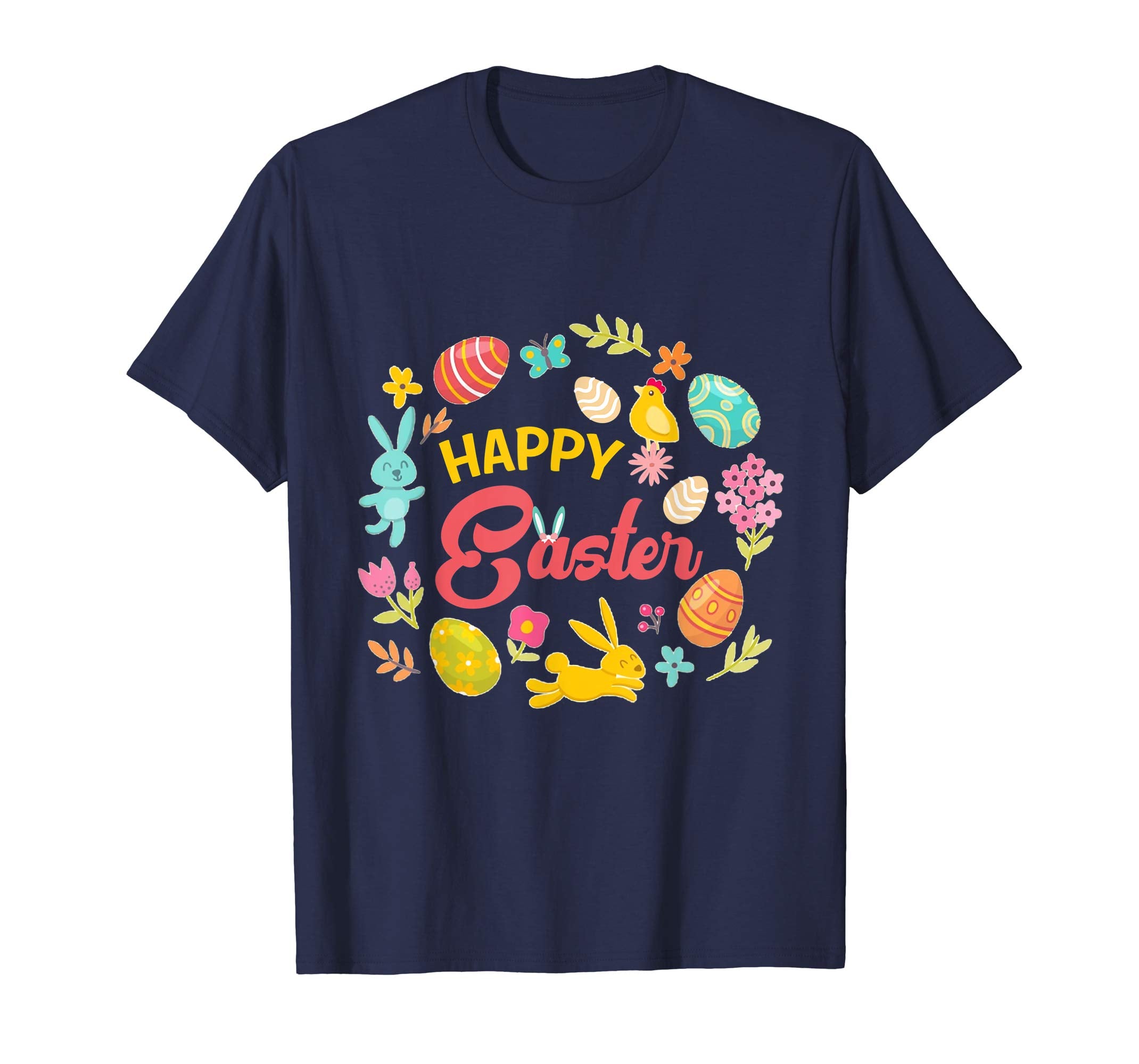 Happy Easter Bunny Tee T-Shirt With Easter Eggs Tee