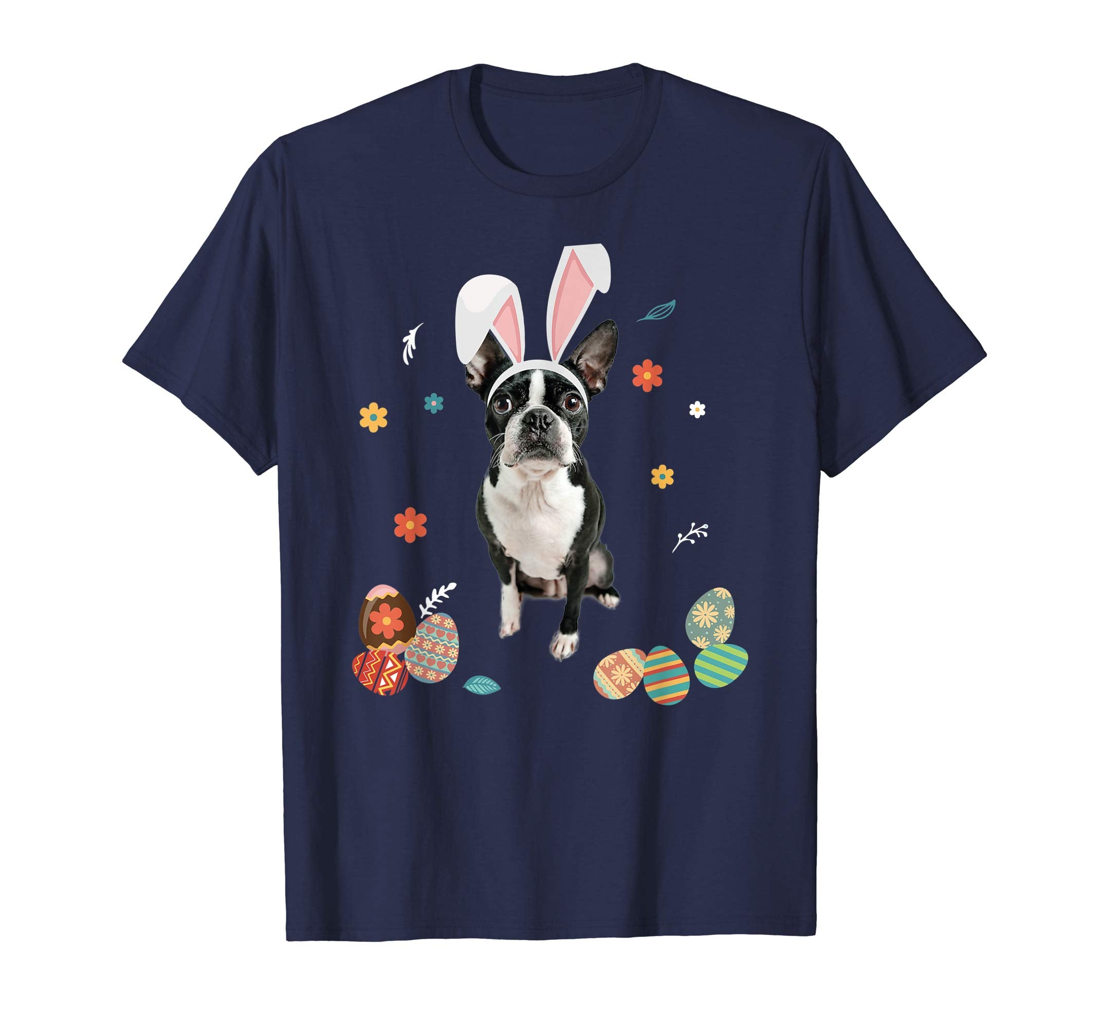 Boston Terrier Bunny Rabbit Happy Easter Day T-Shirt