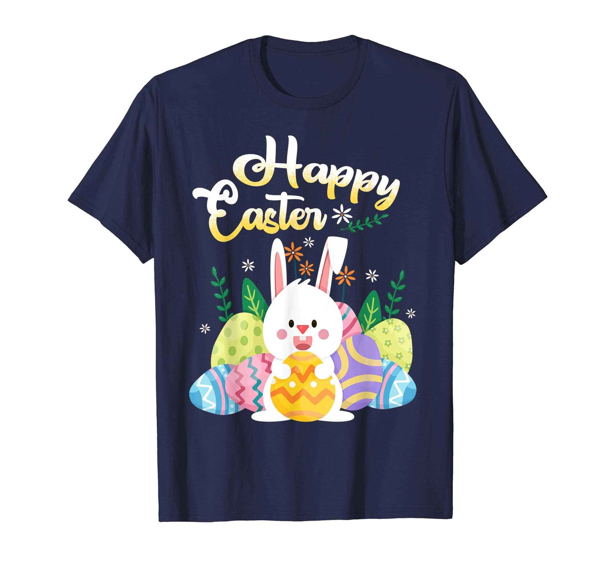 Happy Easter With Bunny Face And Eggs T-Shirt