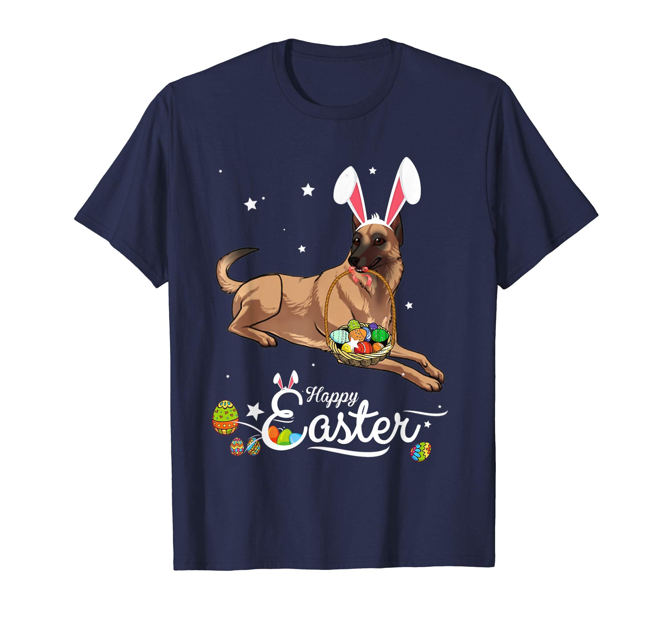 Belgian Malinois Dog With Bunny Hat Easter Costume T Shirt