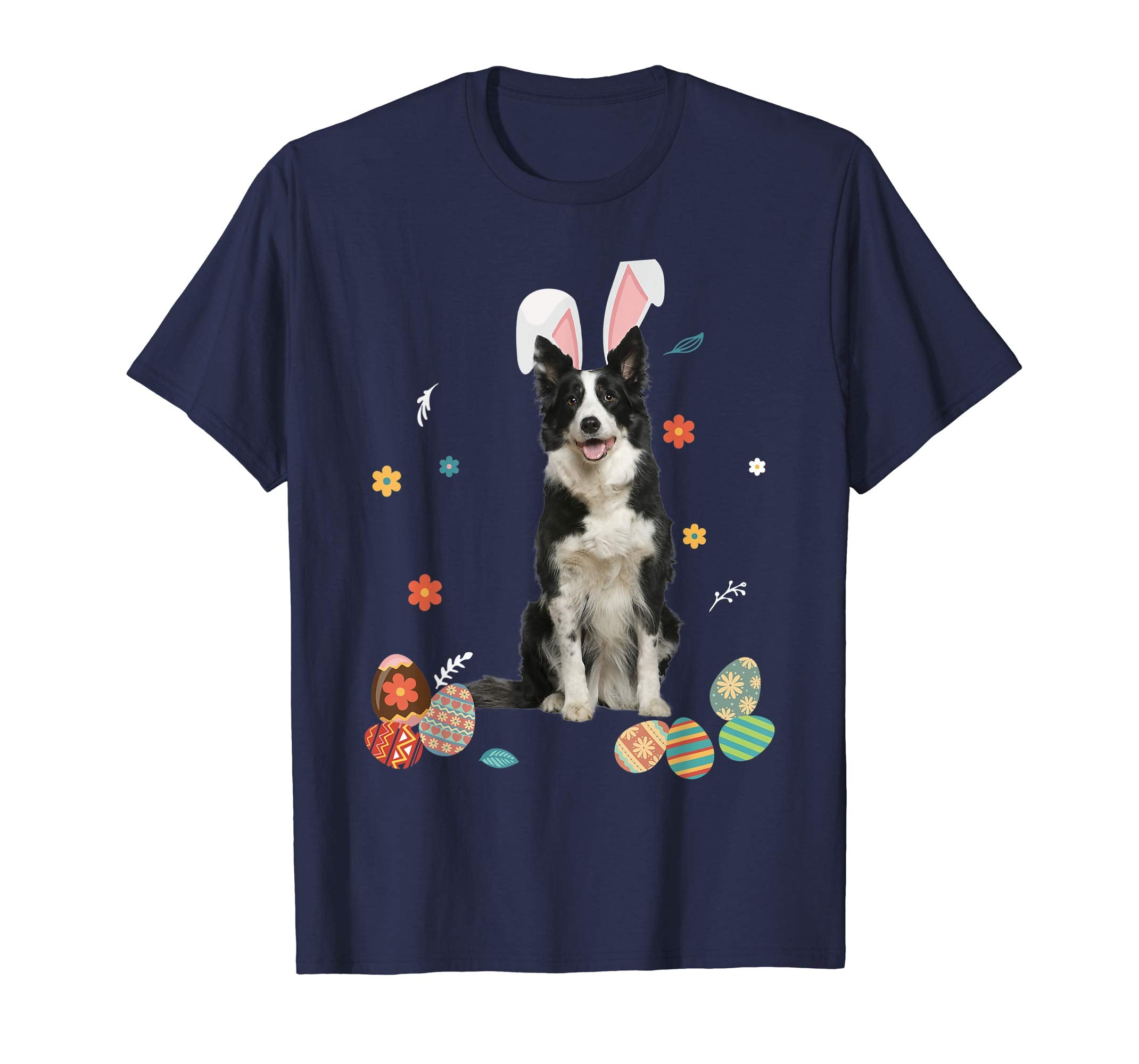 Border Collie Bunny Rabbit Happy Easter Day T-Shirt