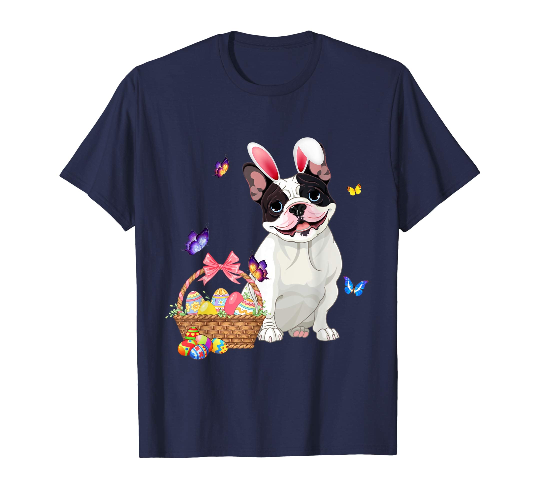 Funny Frech Bulldog Bunny with Eggs Easter T shirt Dog lover