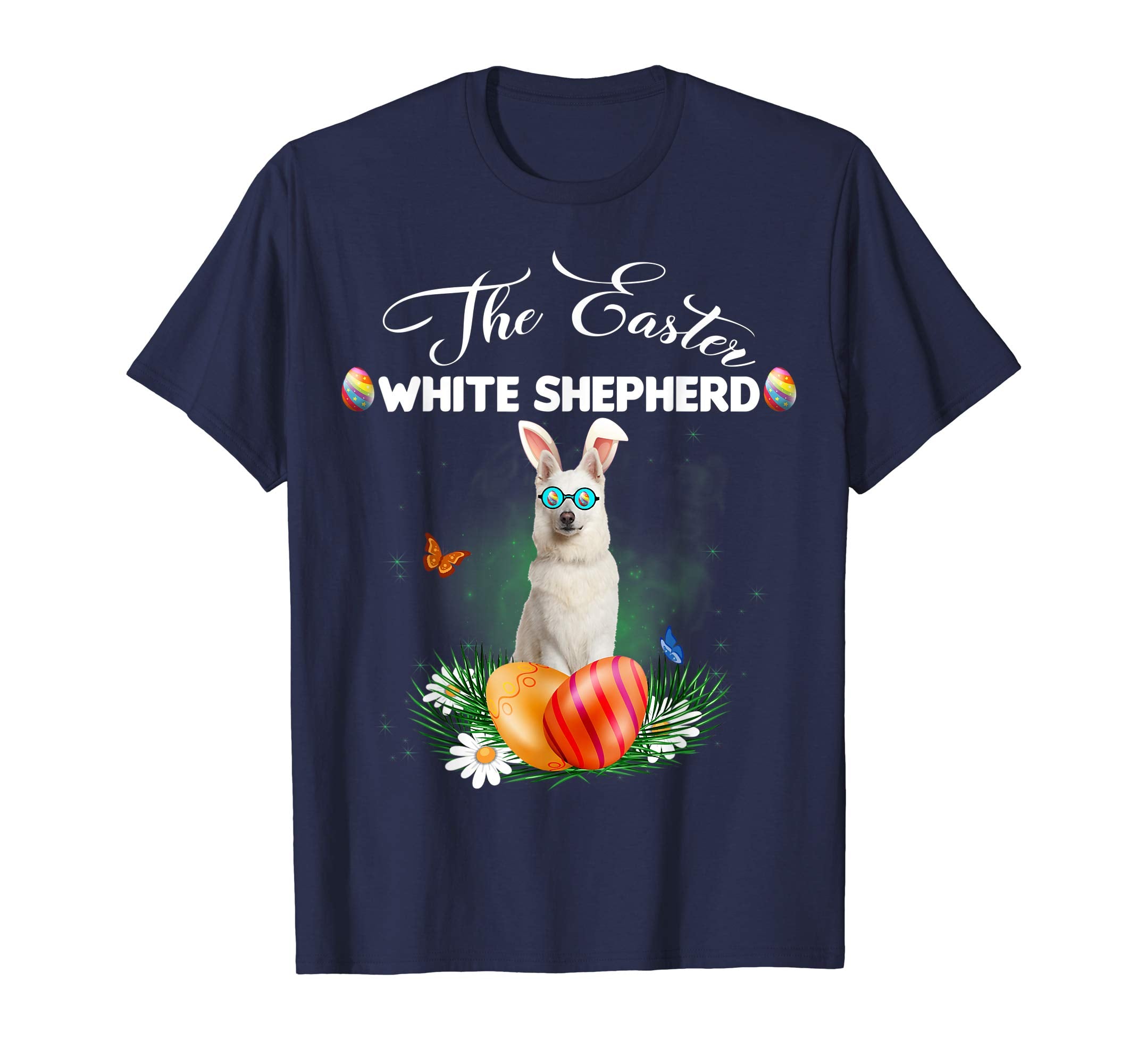 White Shepherd Bunny Easter Day Dog Gifts T-Shirt