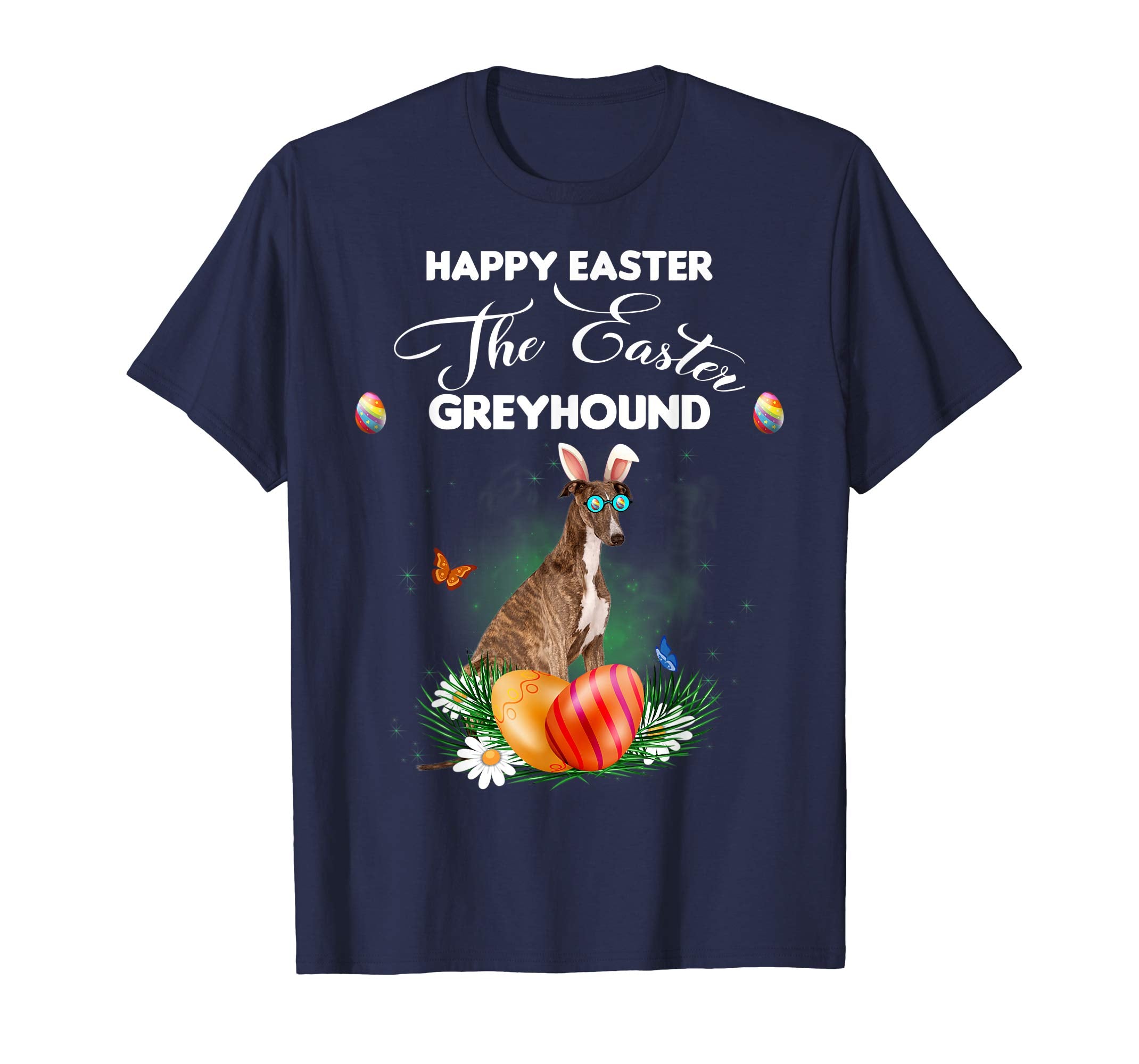 Greyhound Dog Sunglass Bunny Happy Easter Day Tshirt