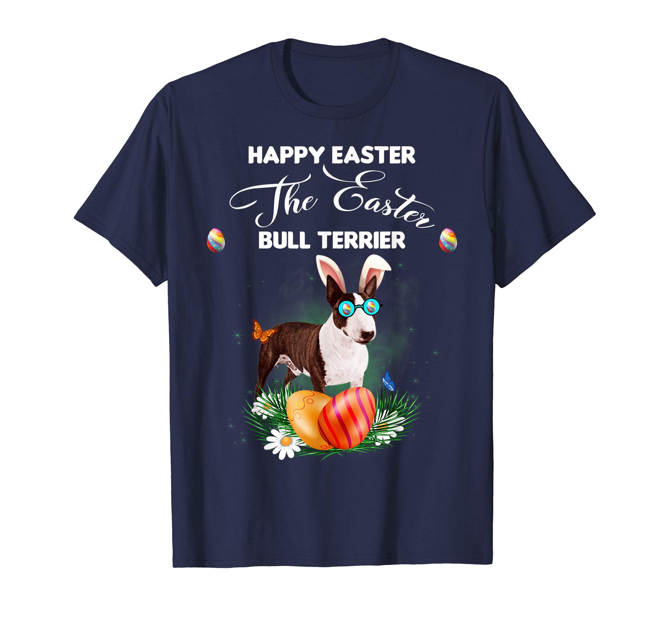 Bull Terrier Dog Sunglass Bunny Happy Easter Day Tshirt
