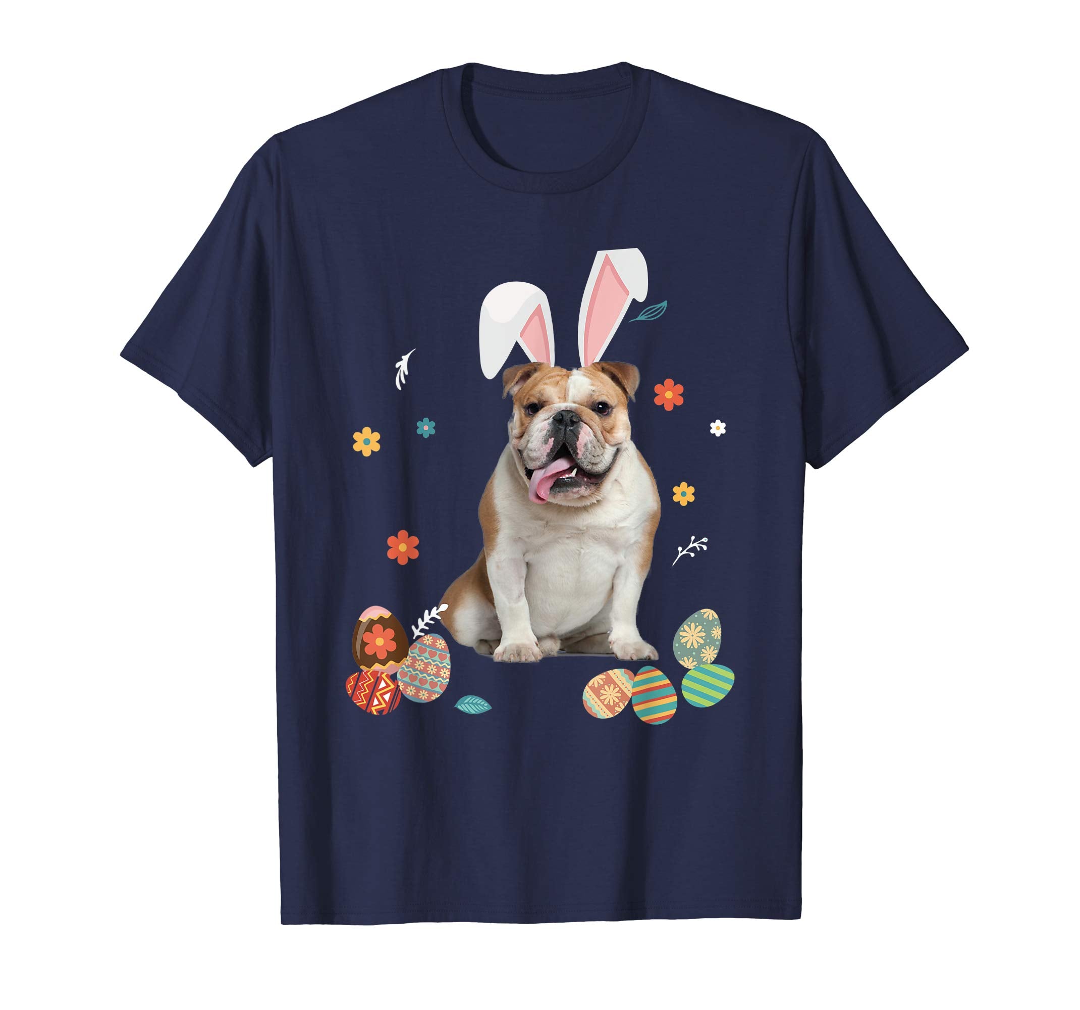 Bulldog Bunny Rabbit Happy Easter Day T-Shirt