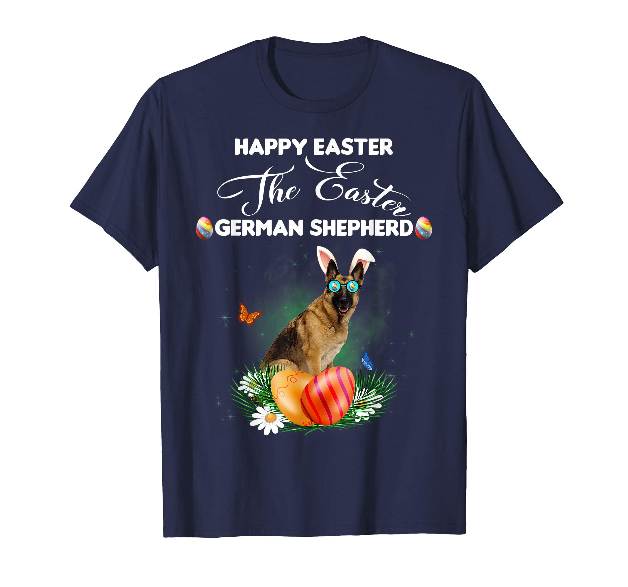 German Shepherd Dog Sunglass Bunny Happy Easter Day Tshirt