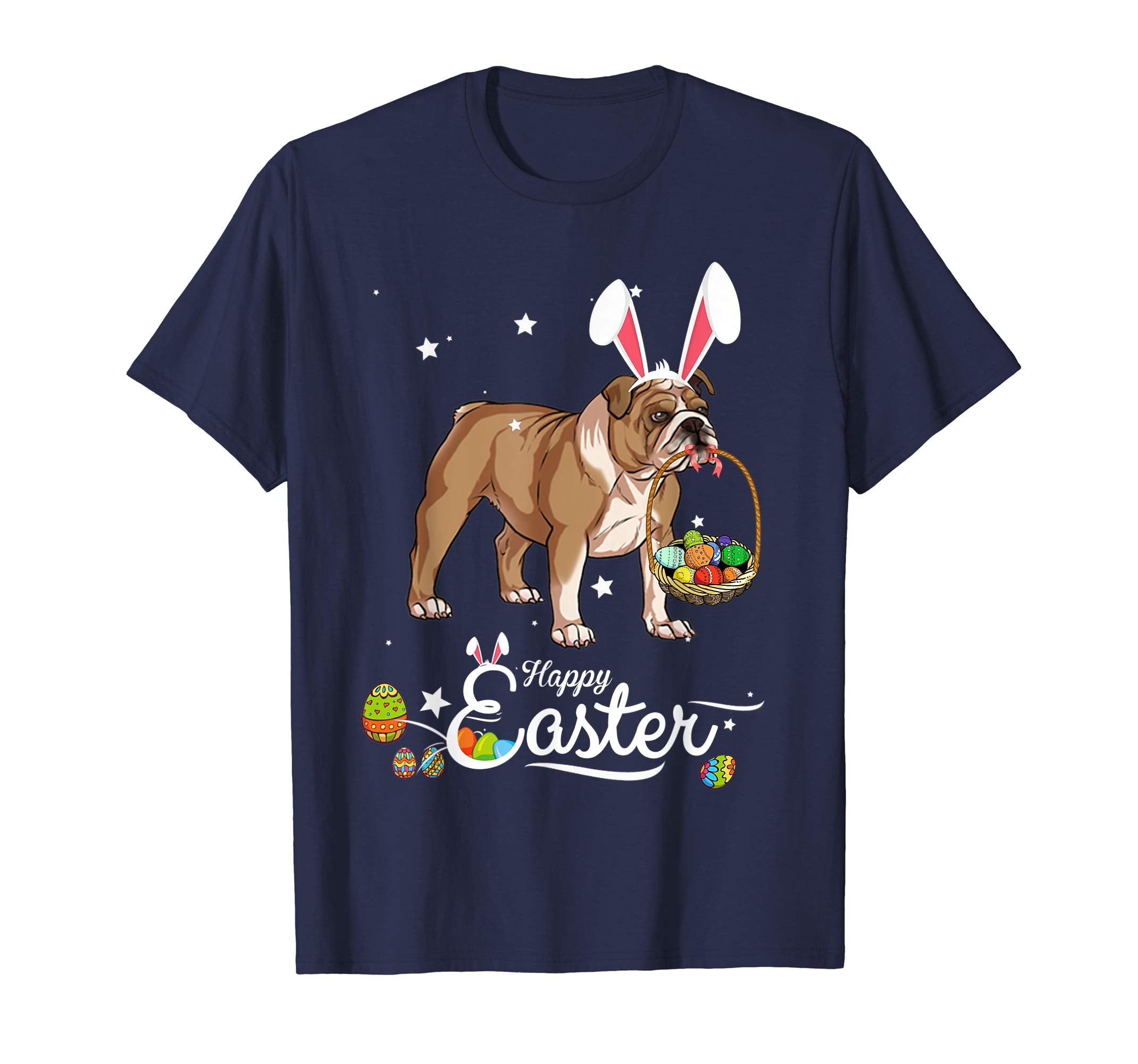 English Bulldog Dog With Bunny Hat Easter Costume T Shirt