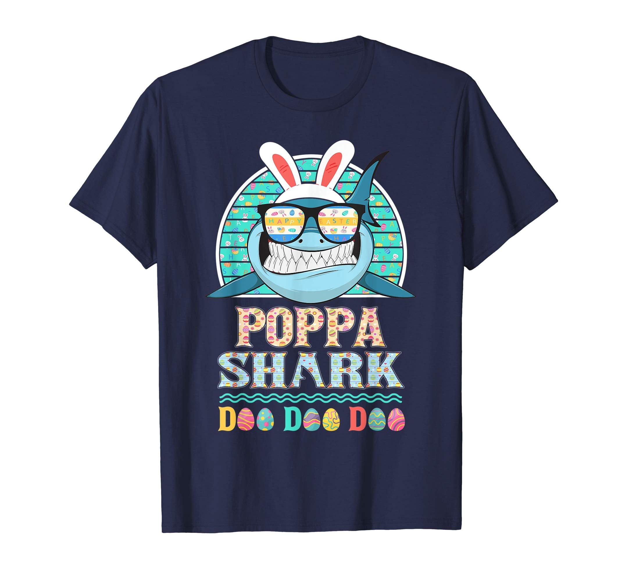 Funny Poppa Shark Happy Easter Day Gift Family Shirt
