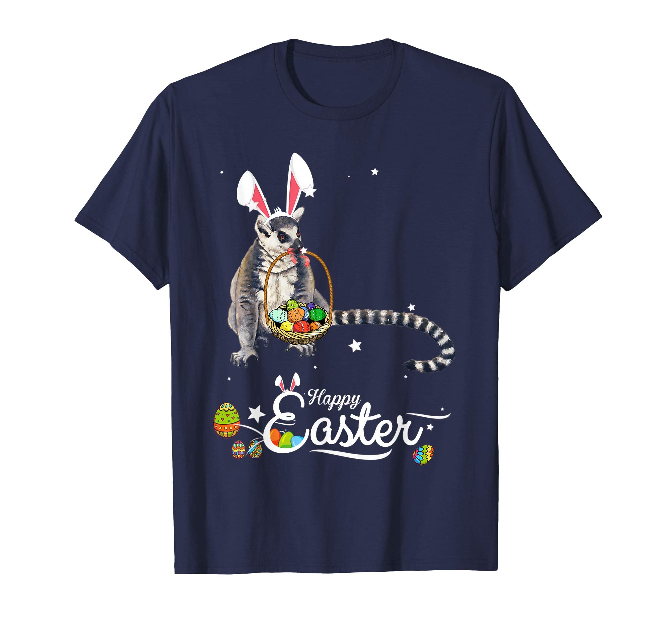 Cute Easter Lemur with Bunny Ears and Eggs T Shirt