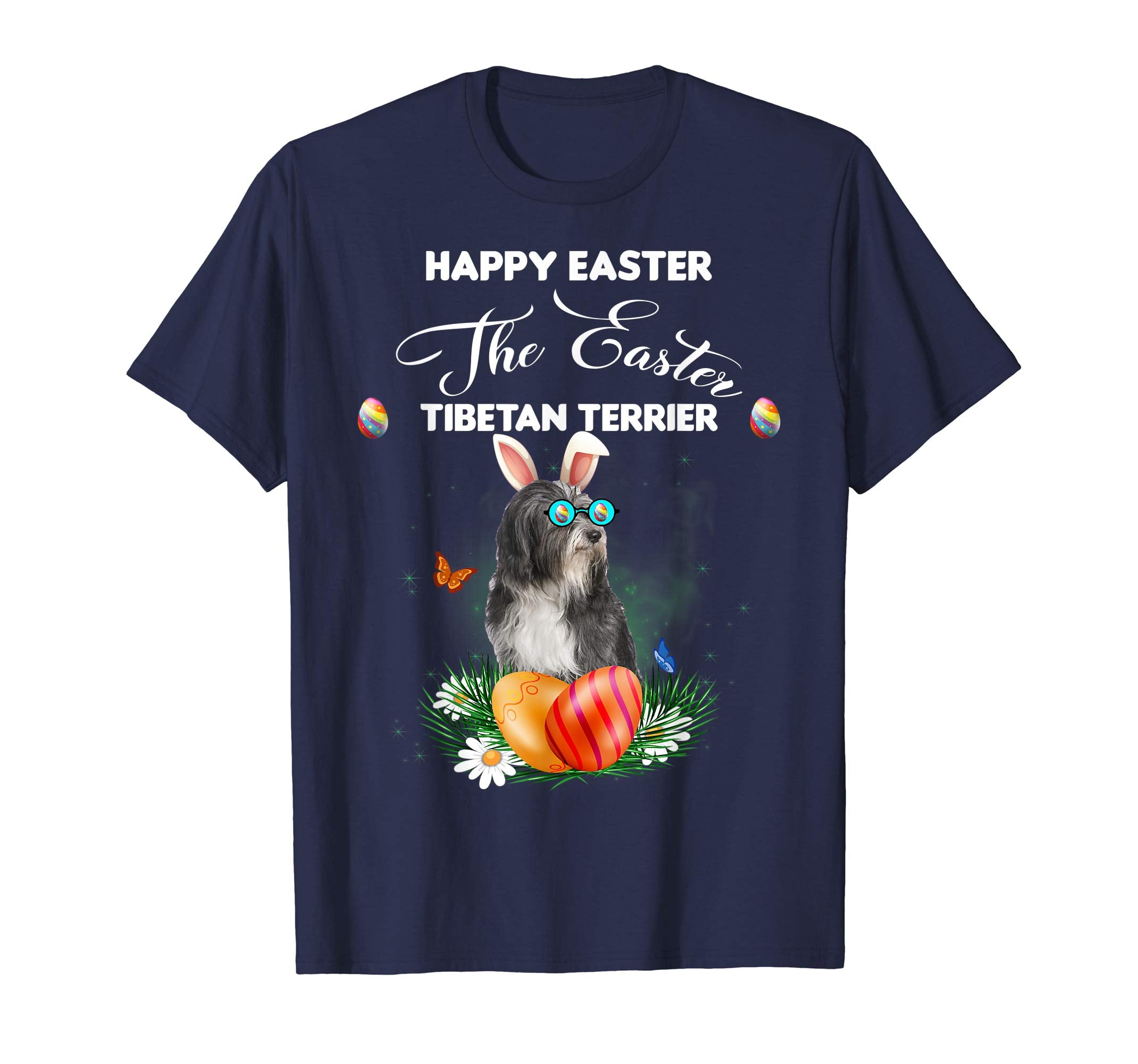 Tibetan Terrier Dog Sunglass Bunny Happy Easter Day Tshirt