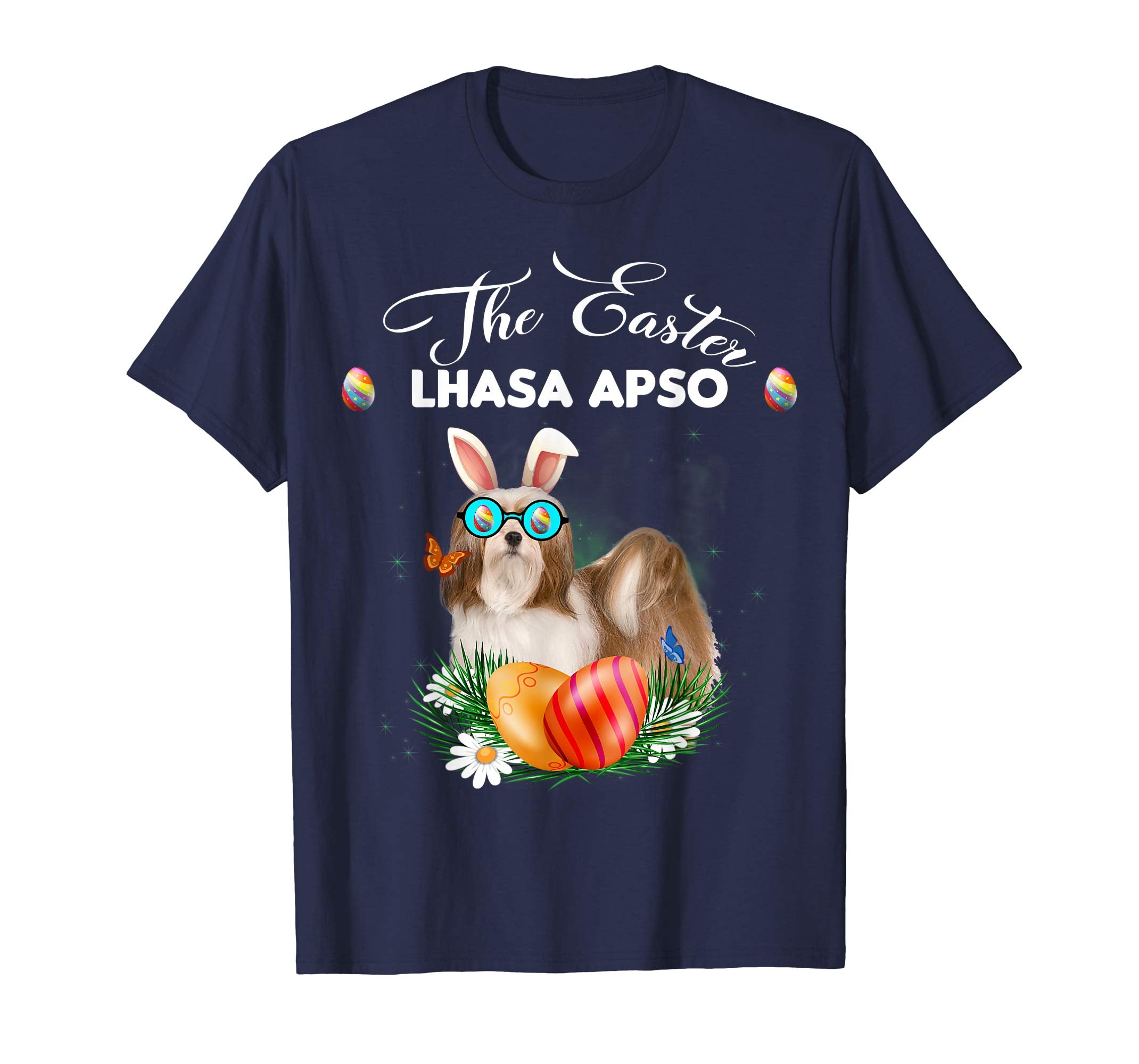 Lhasa Apso Bunny Easter Day Dog Gifts T-Shirt