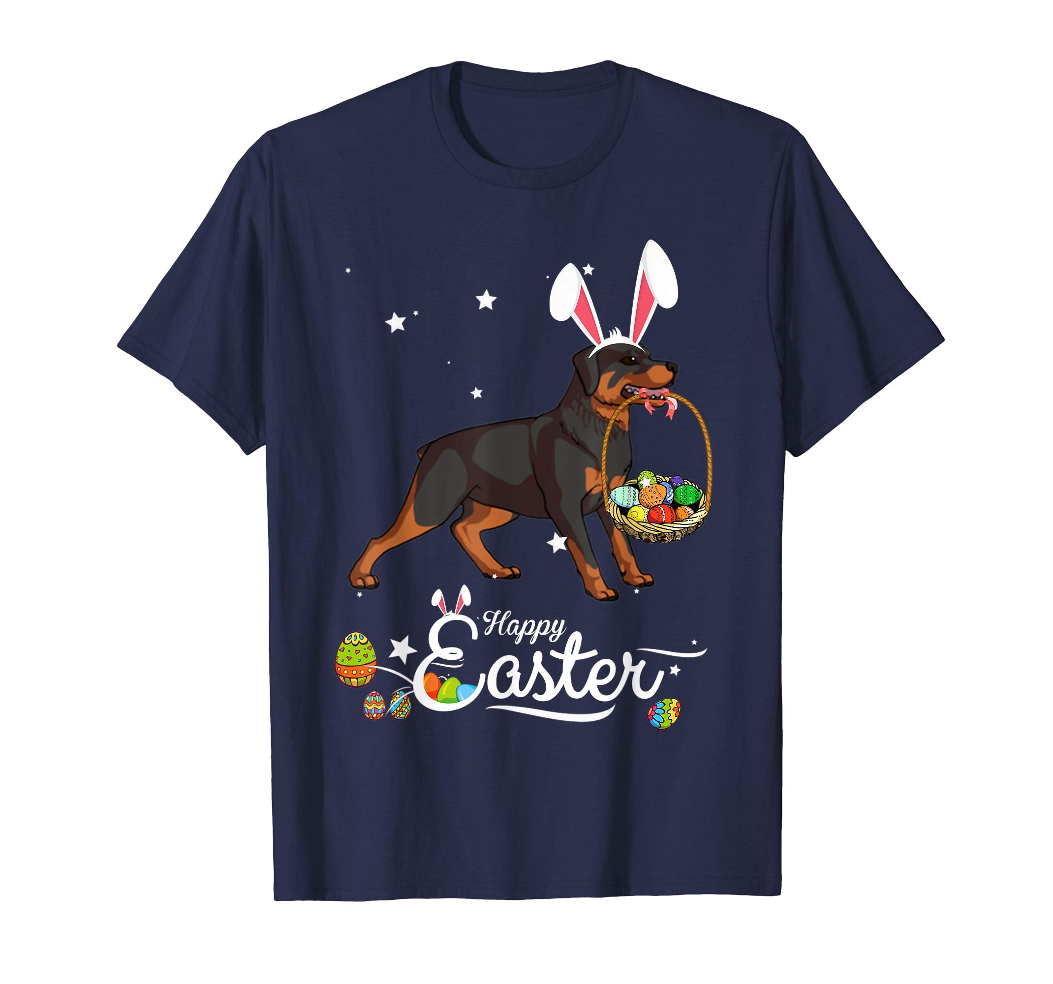 Rottweiler Dog With Bunny Hat Easter Costume T Shirt